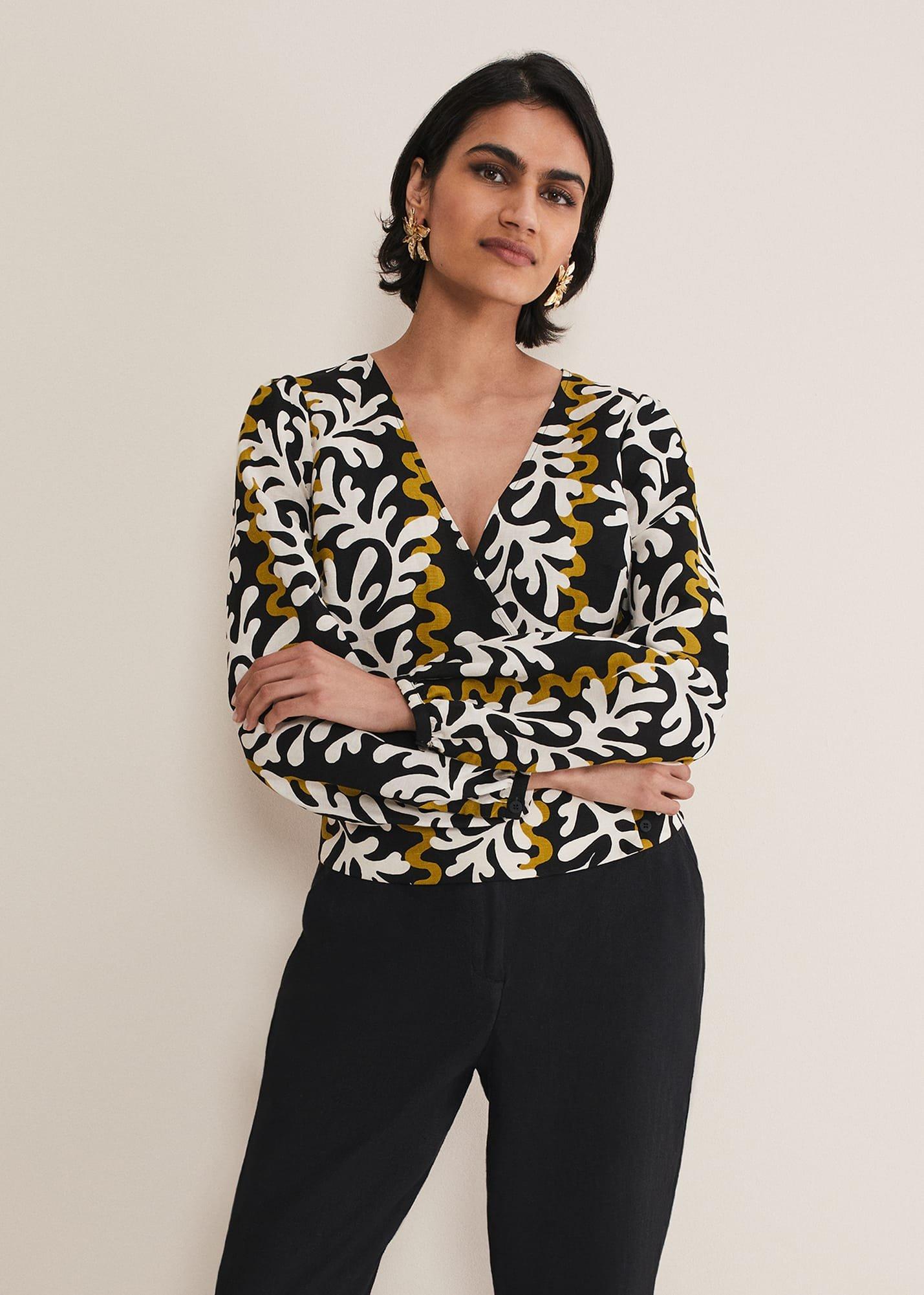 Vienna Linen Wrap Blouse