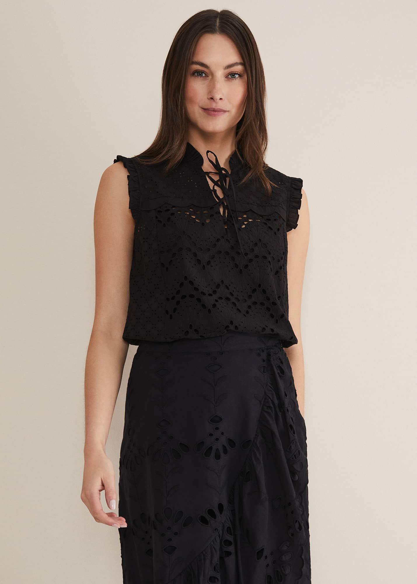 Mollie Broderie Sleeveless Blouse