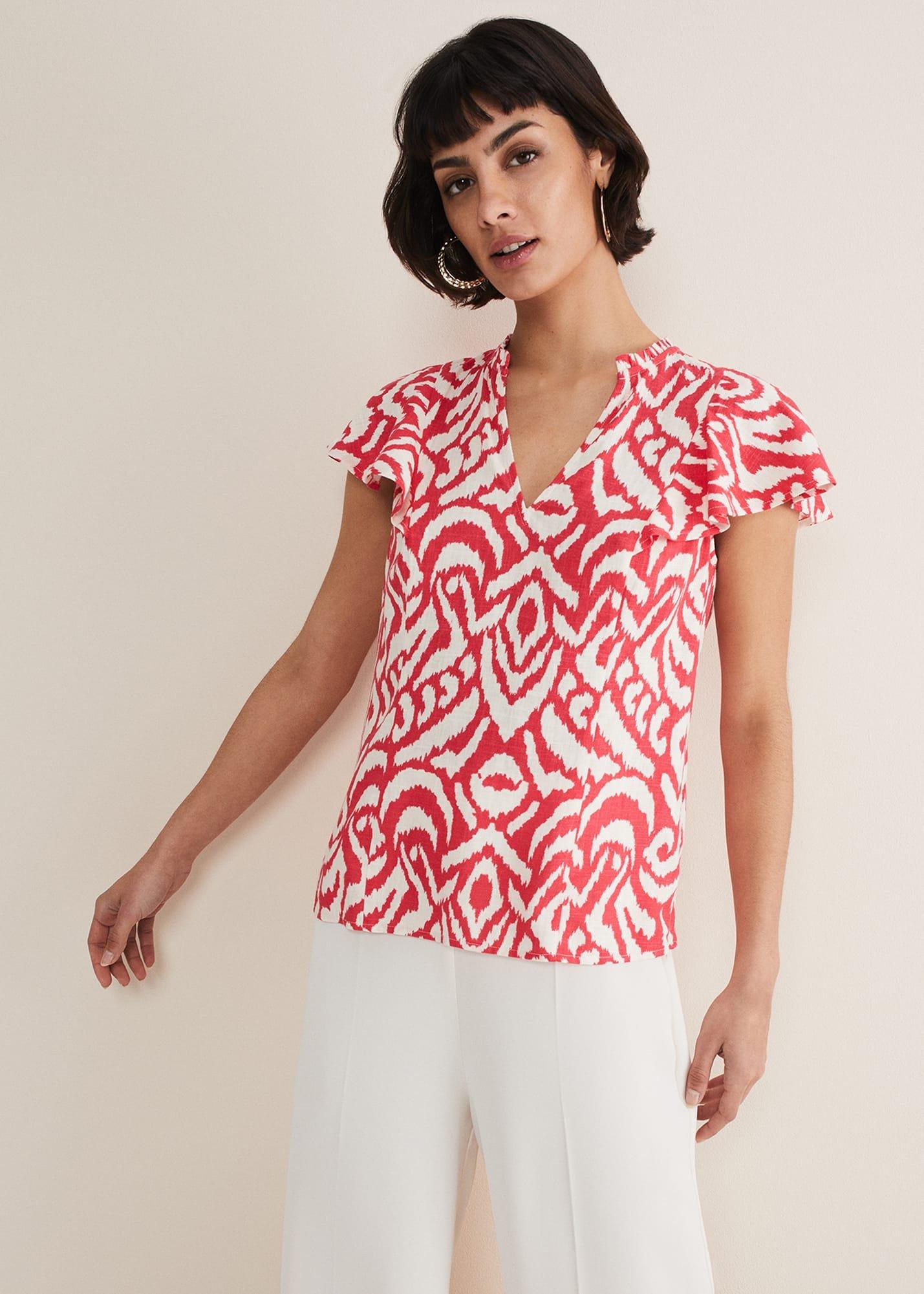 Dalia Ikat Ruffle Top