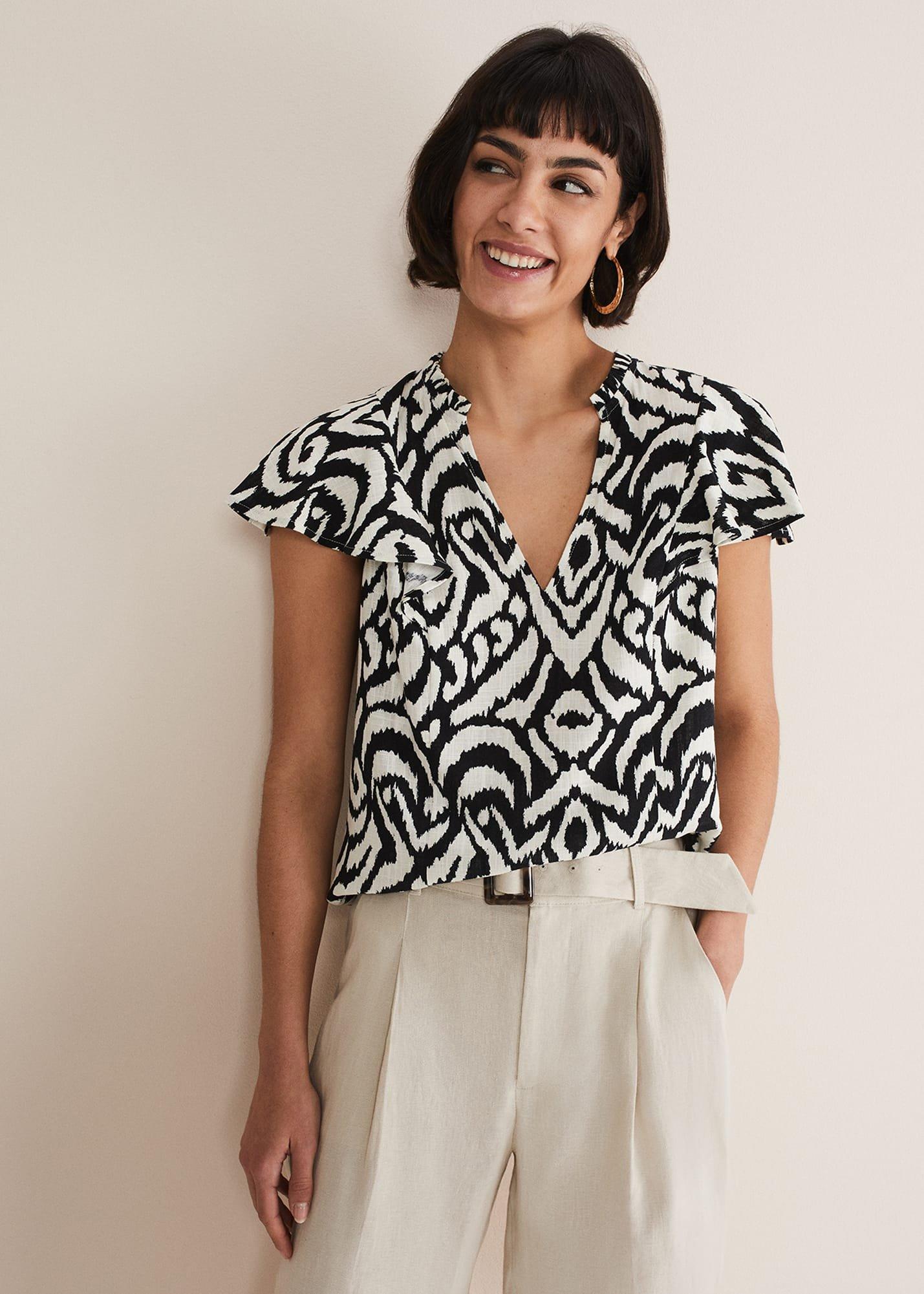 Dalia Ikat Ruffle Top