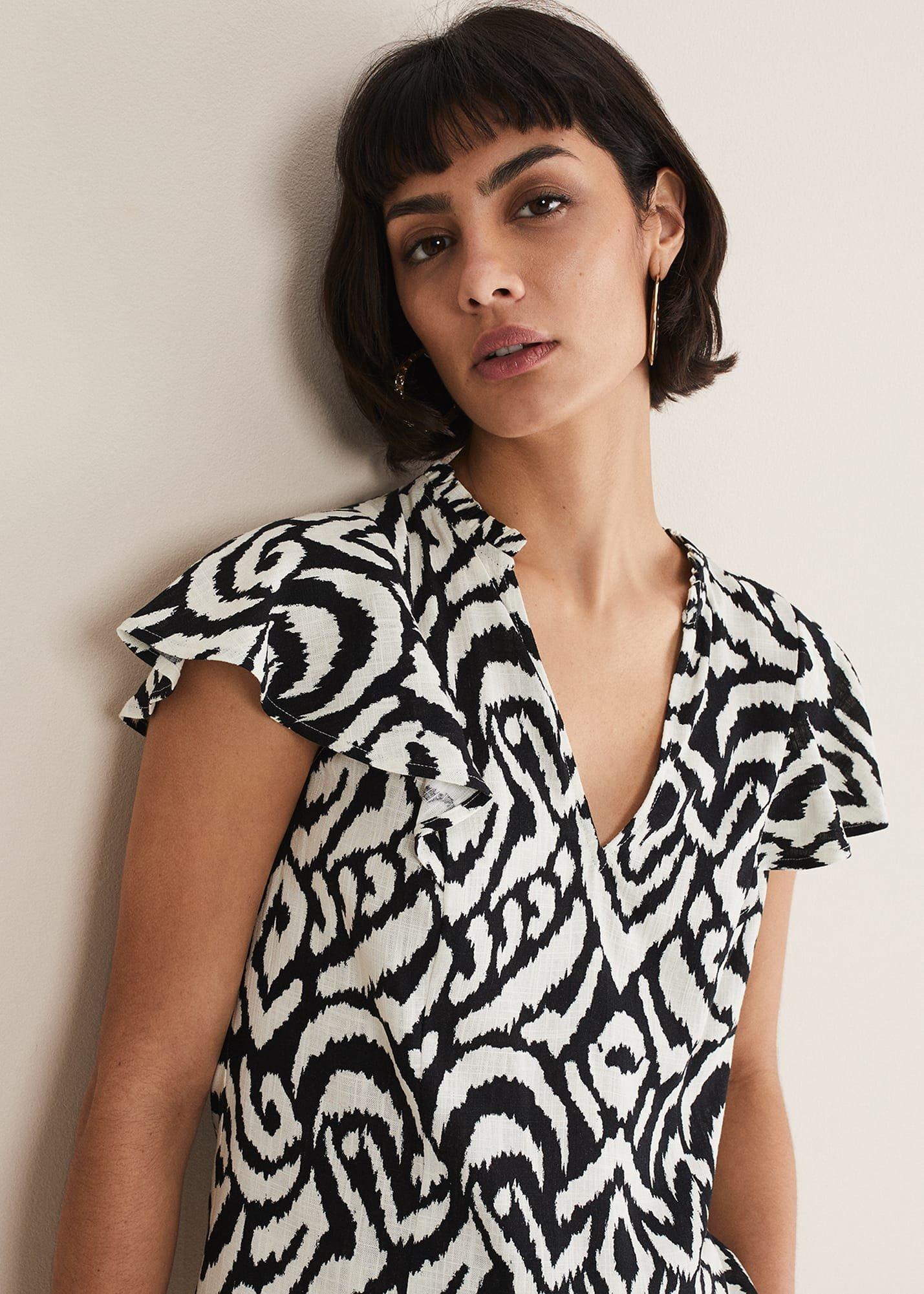 Dalia Ikat Ruffle Top