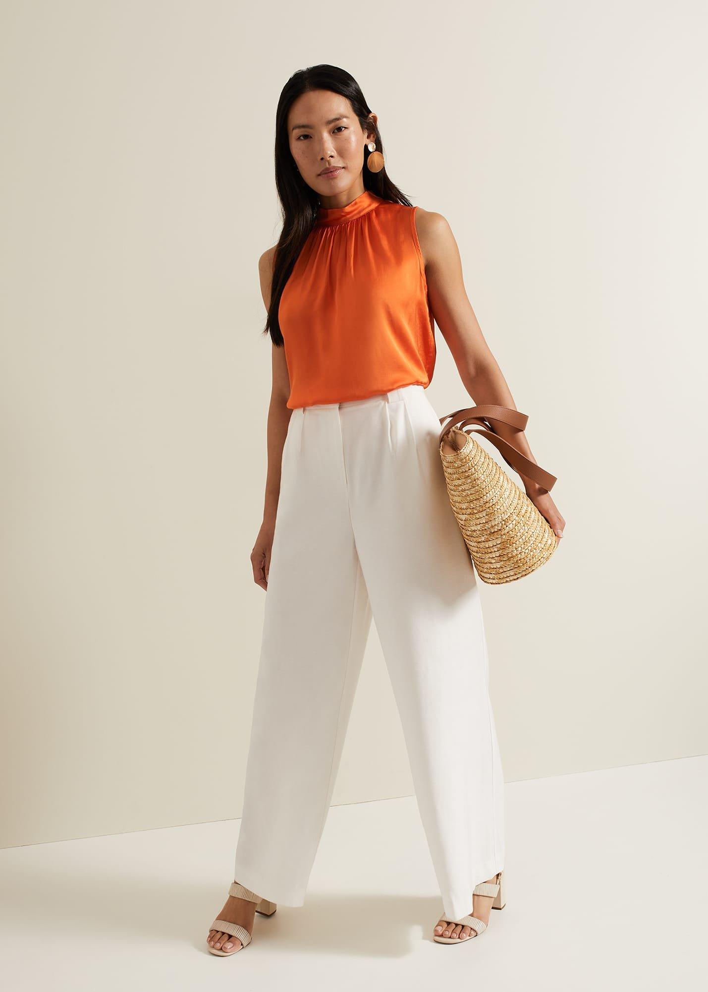 Lizza Orange High Neck Top