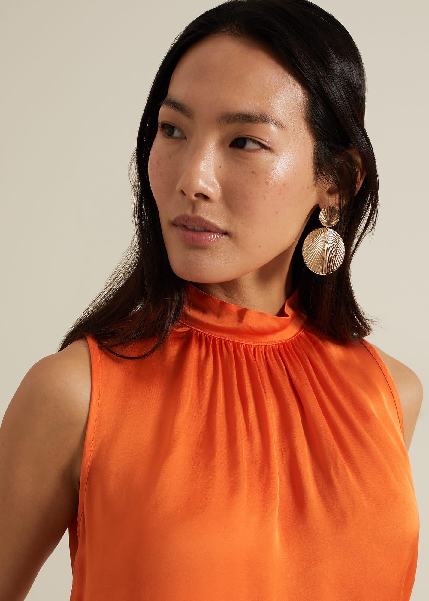 Lizza Orange High Neck Top