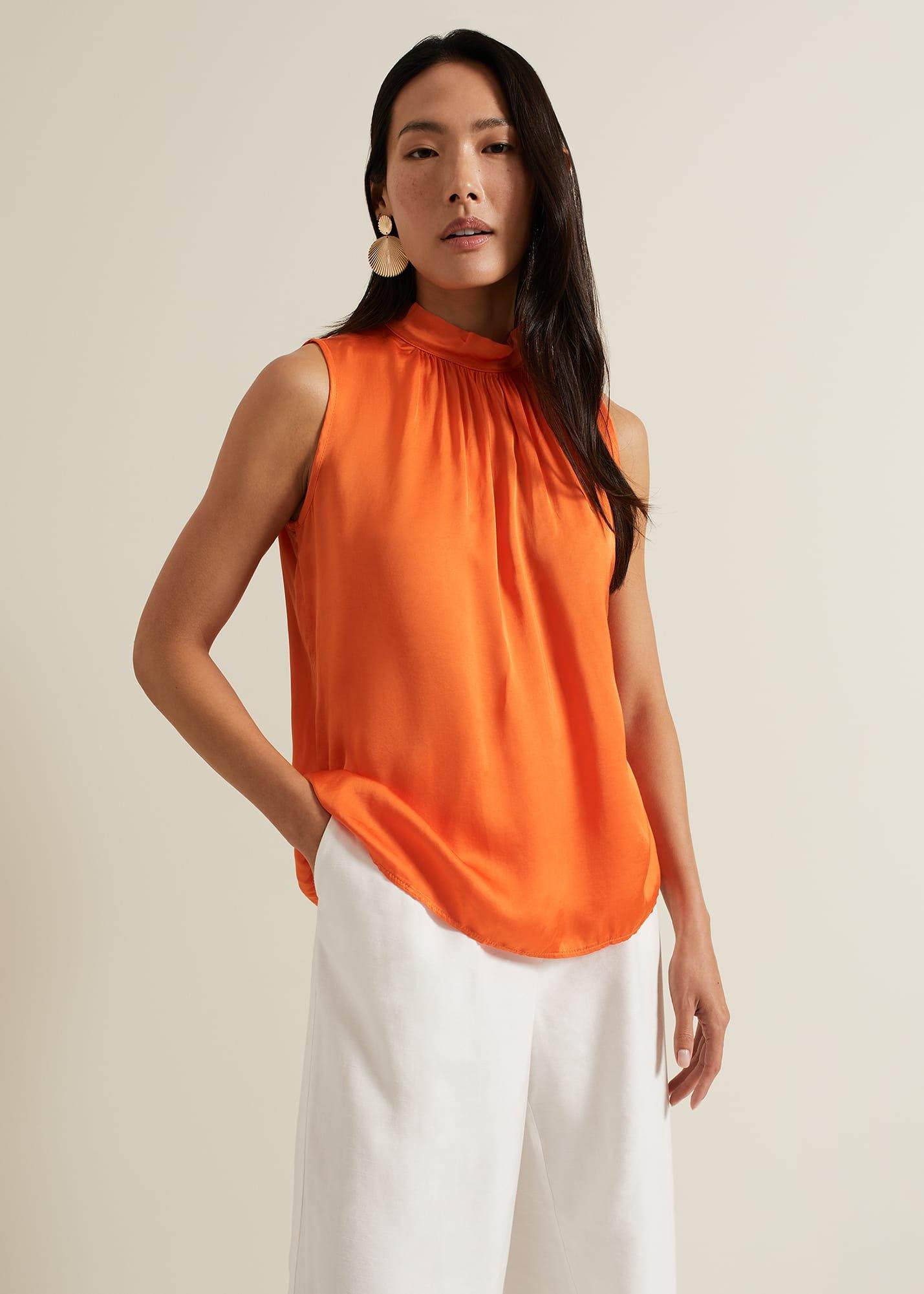 Lizza Orange High Neck Top
