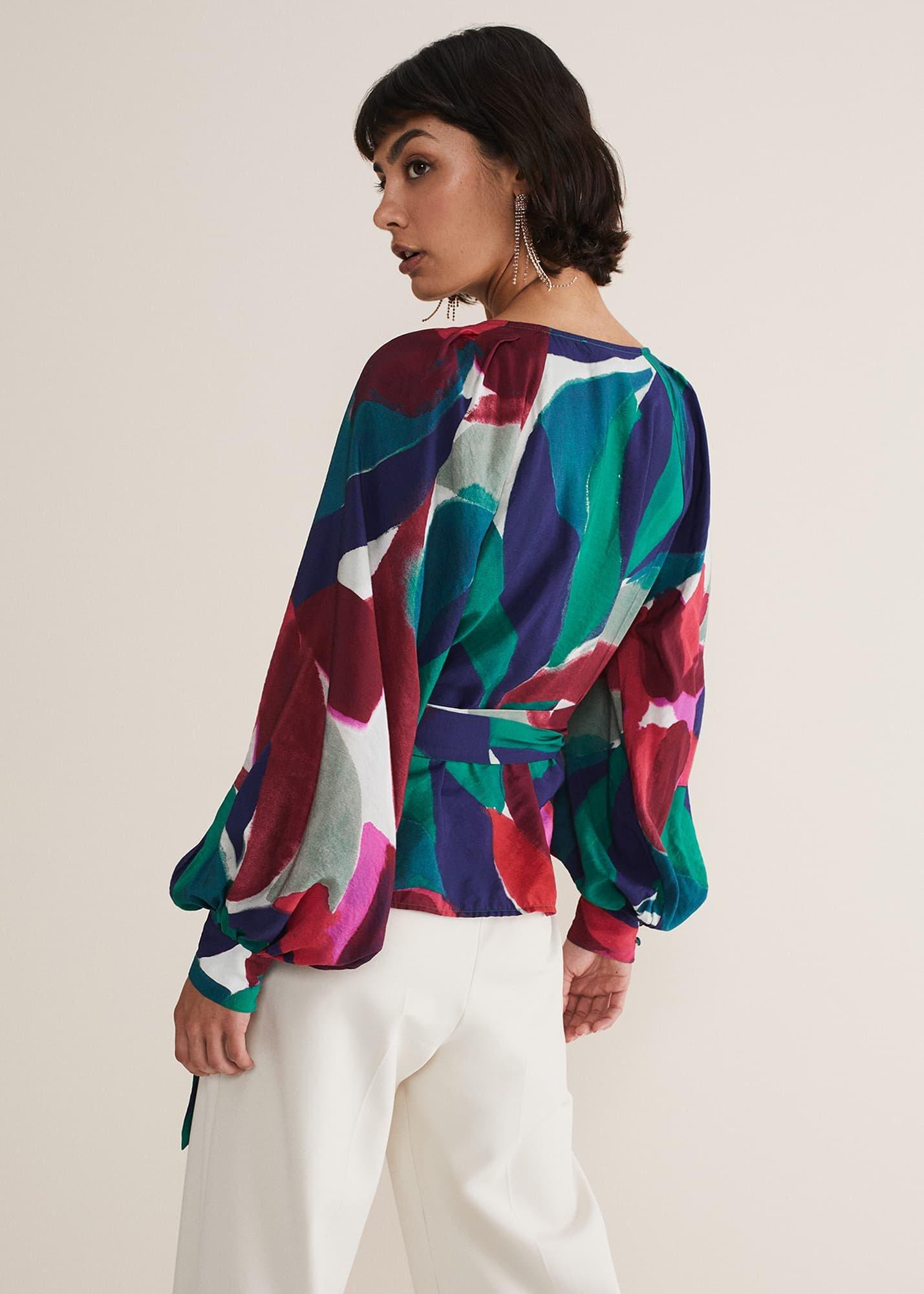 Shalni Abstract Floral Wrap Top