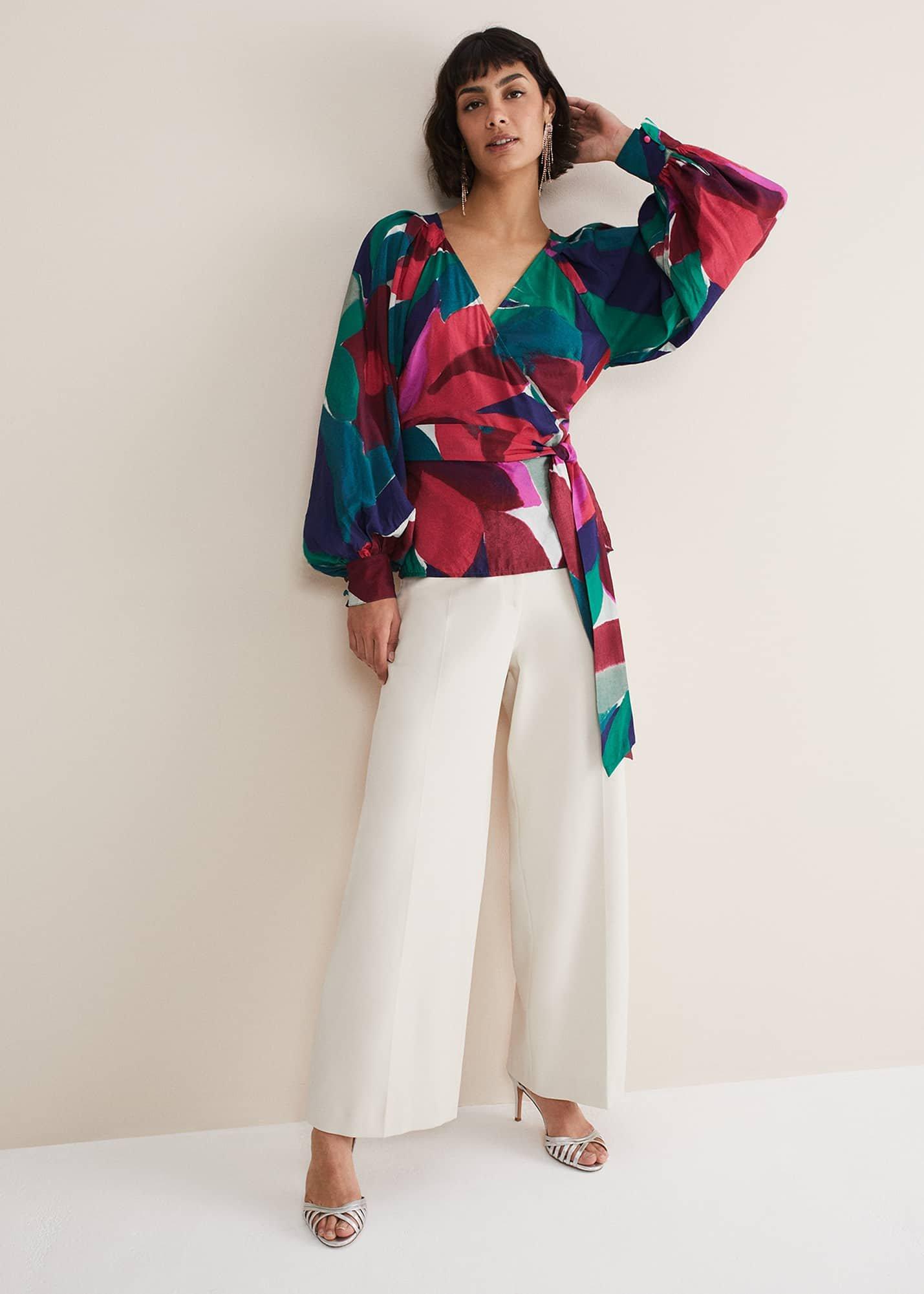 Shalni Abstract Floral Wrap Top