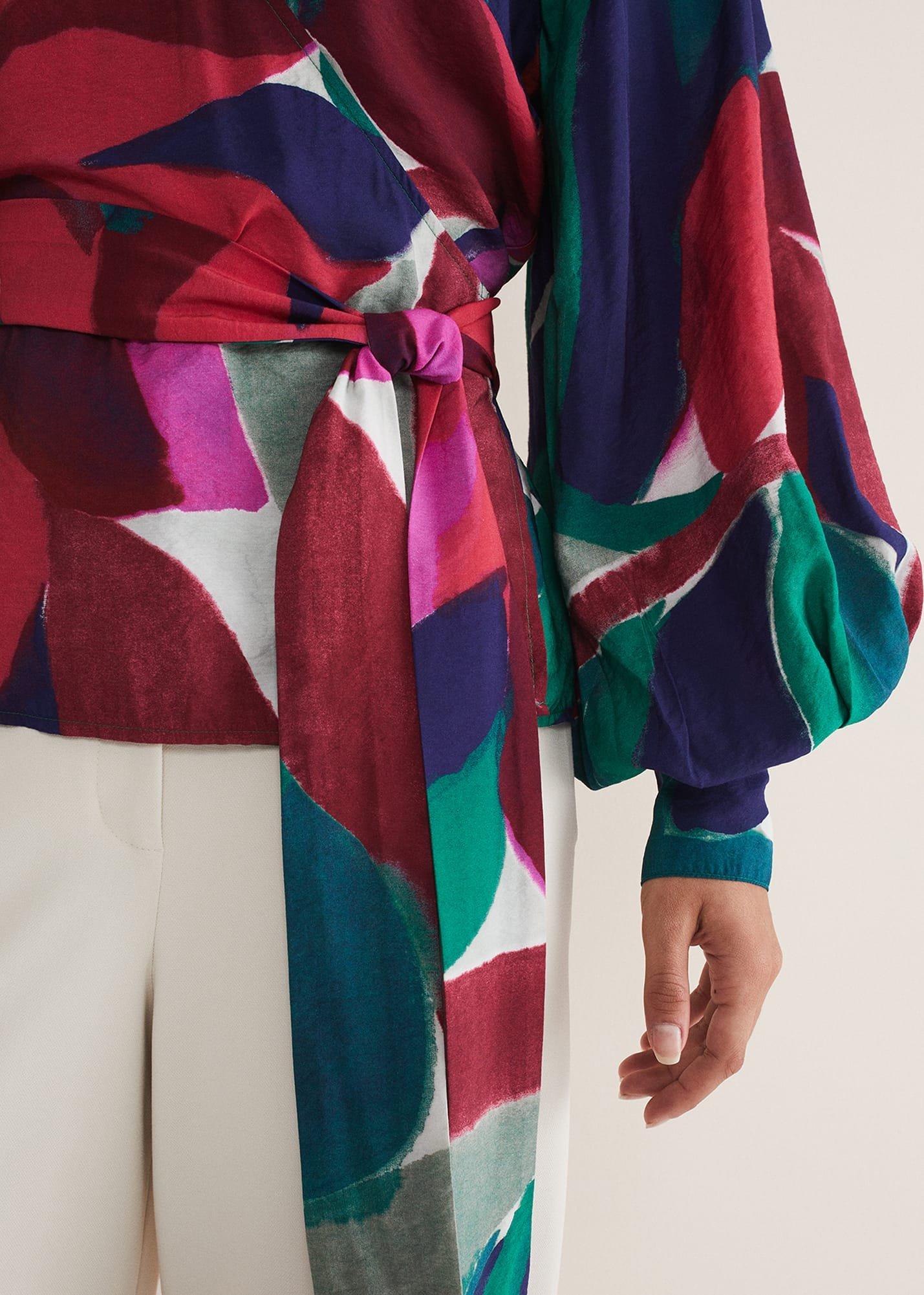 Shalni Abstract Floral Wrap Top