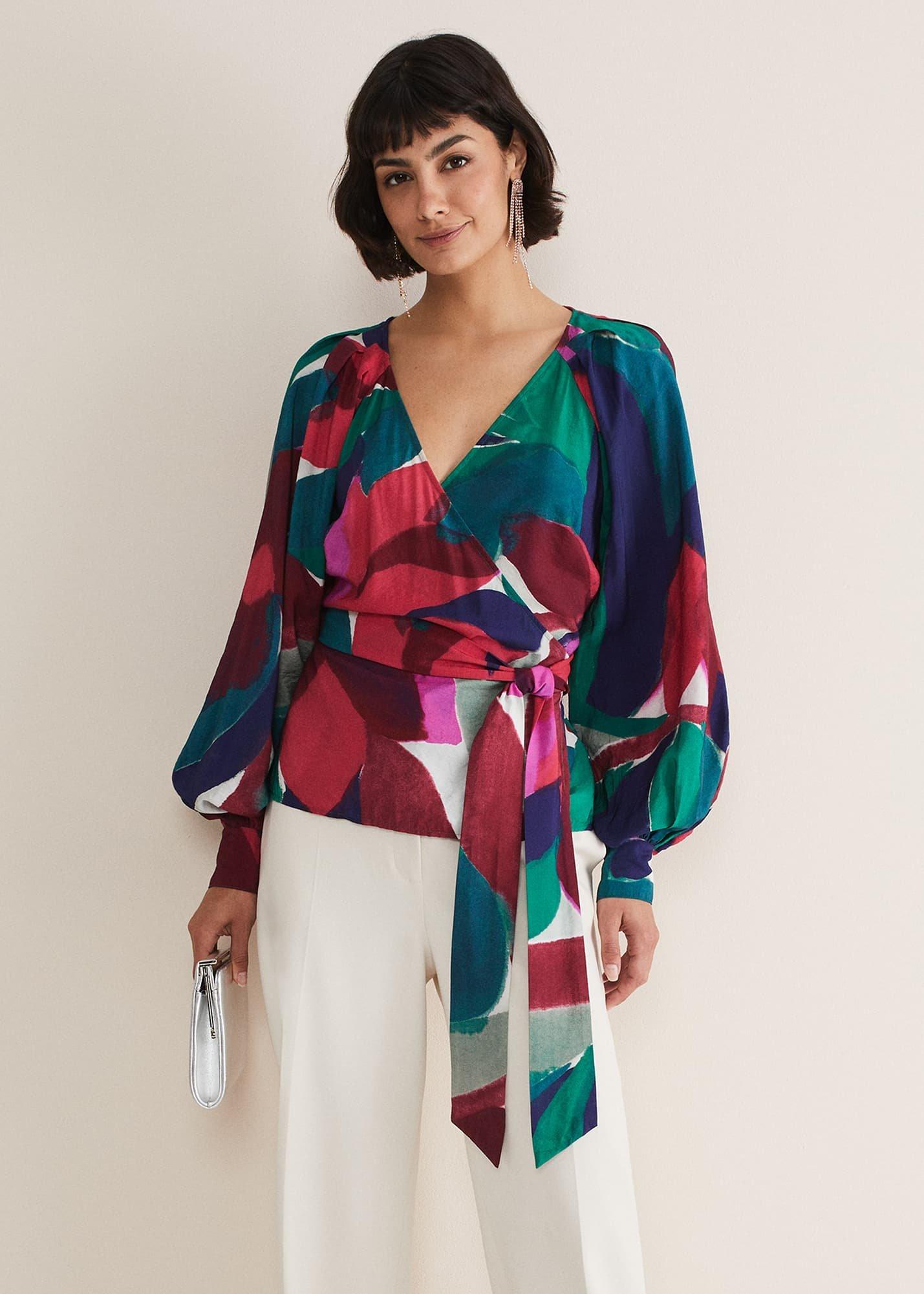 Shalni Abstract Floral Wrap Top