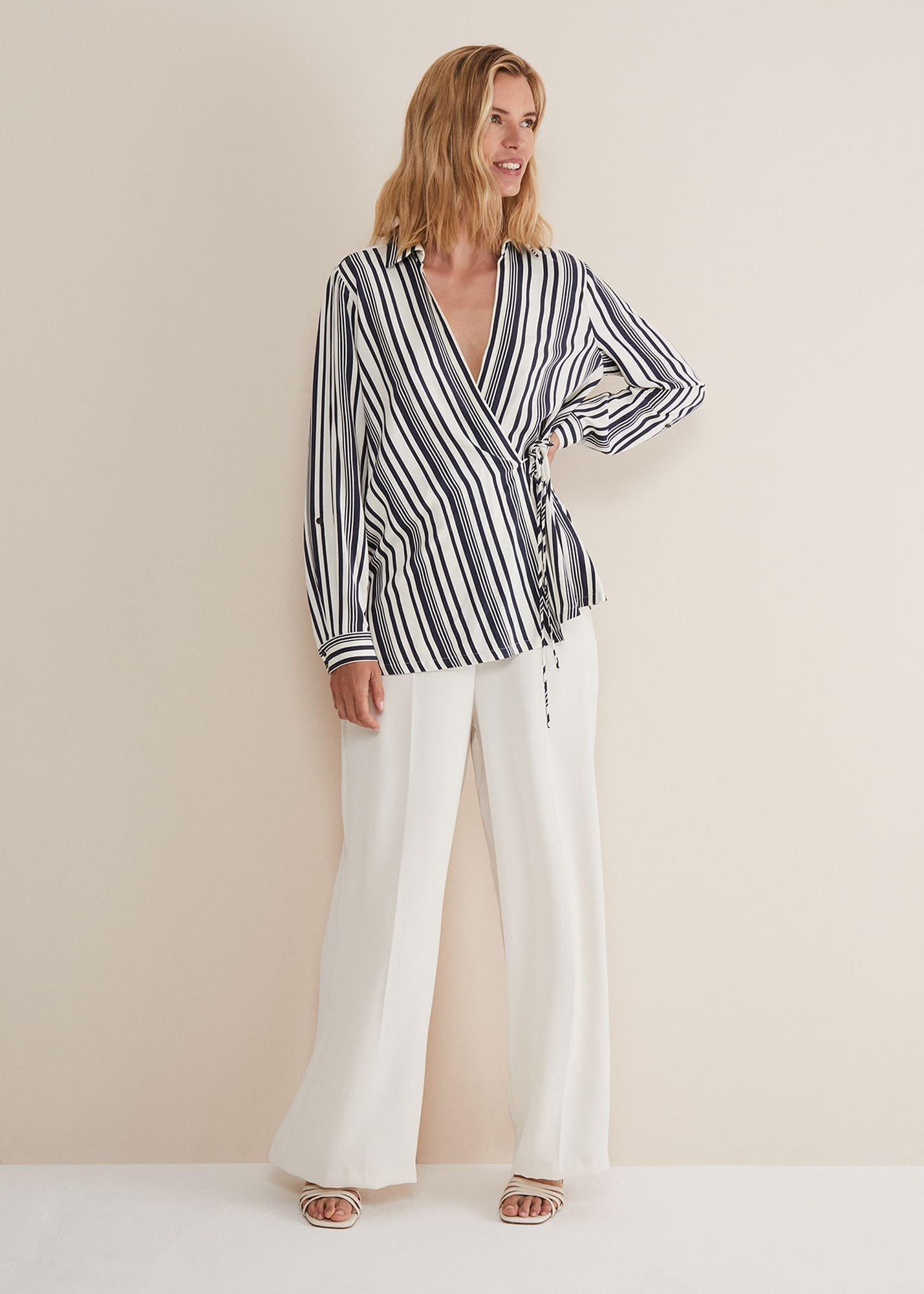 Dalila Striped Wrap Blouse