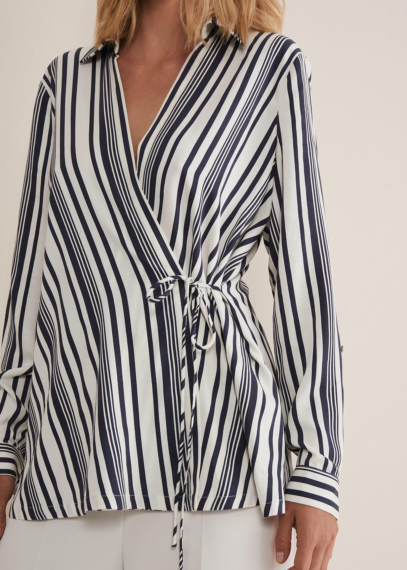 Dalila Striped Wrap Blouse