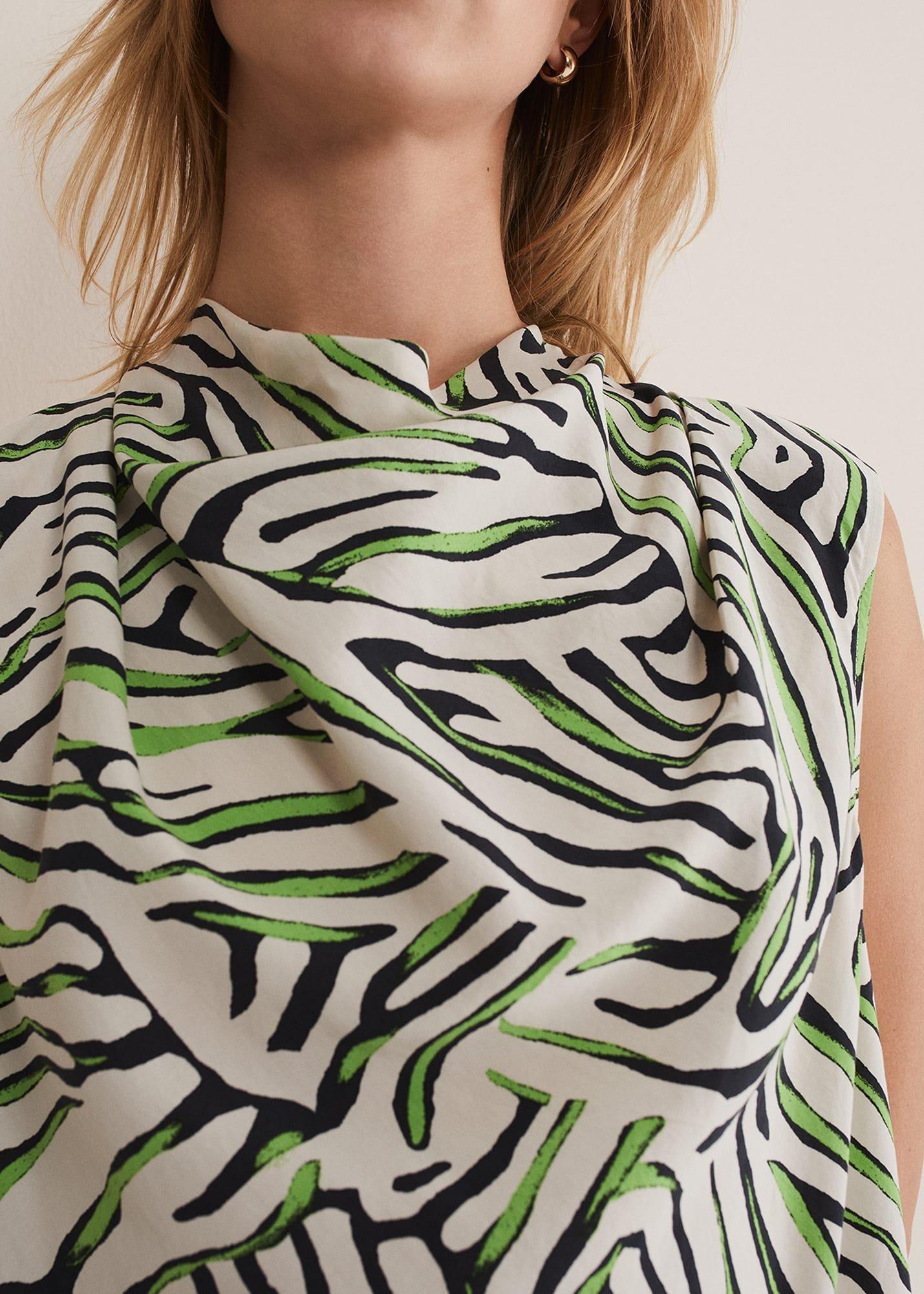 Paulette Zebra Print Cowl Neck Blouse