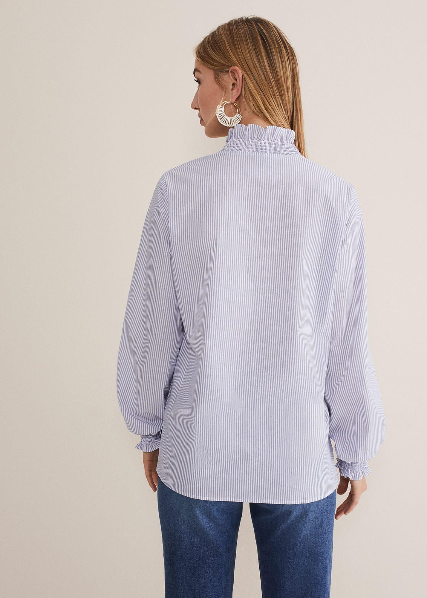 Izara Cotton Striped Ruffle Top