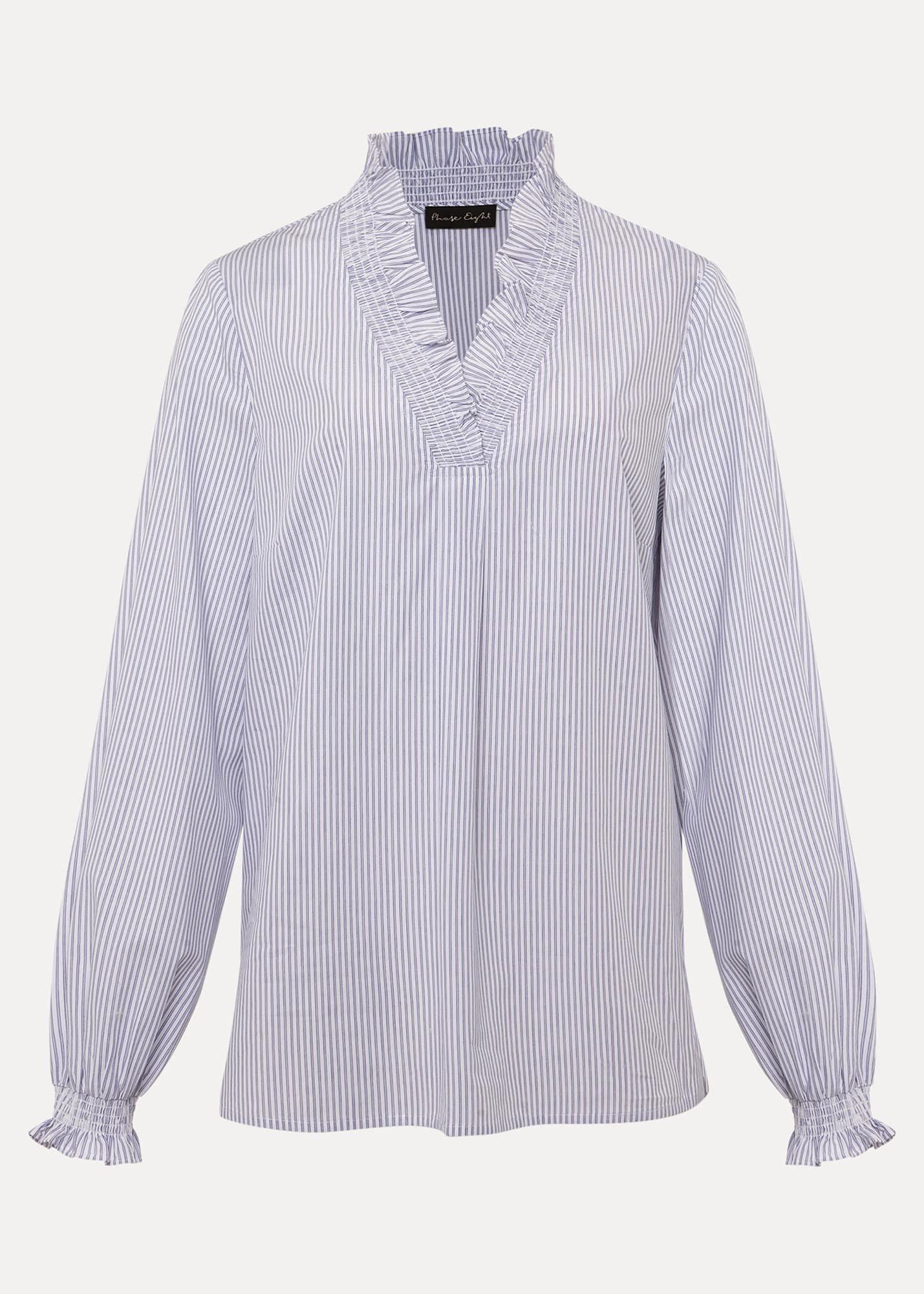 Izara Cotton Striped Ruffle Top