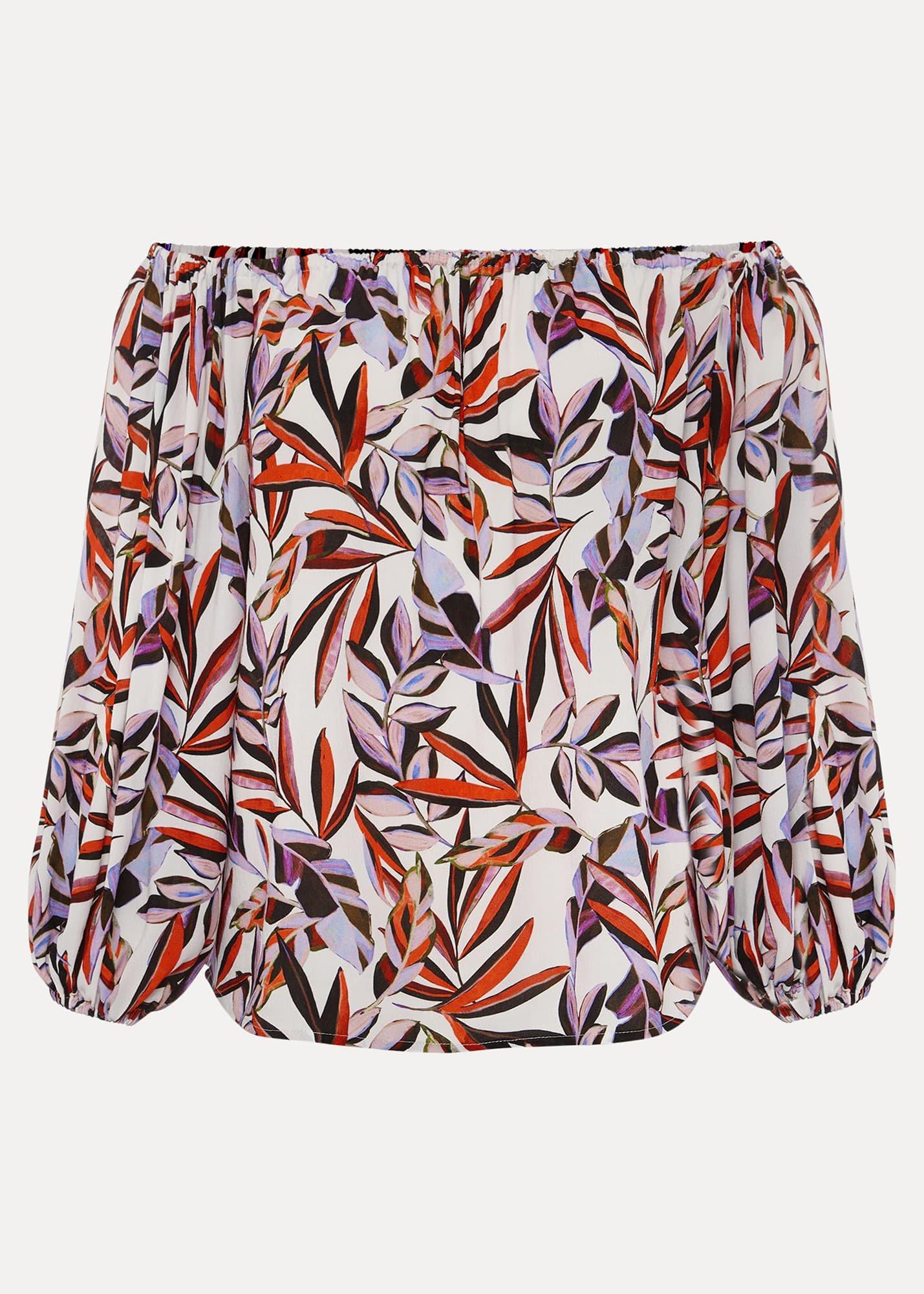 Tona Leaf Print Bardot Top