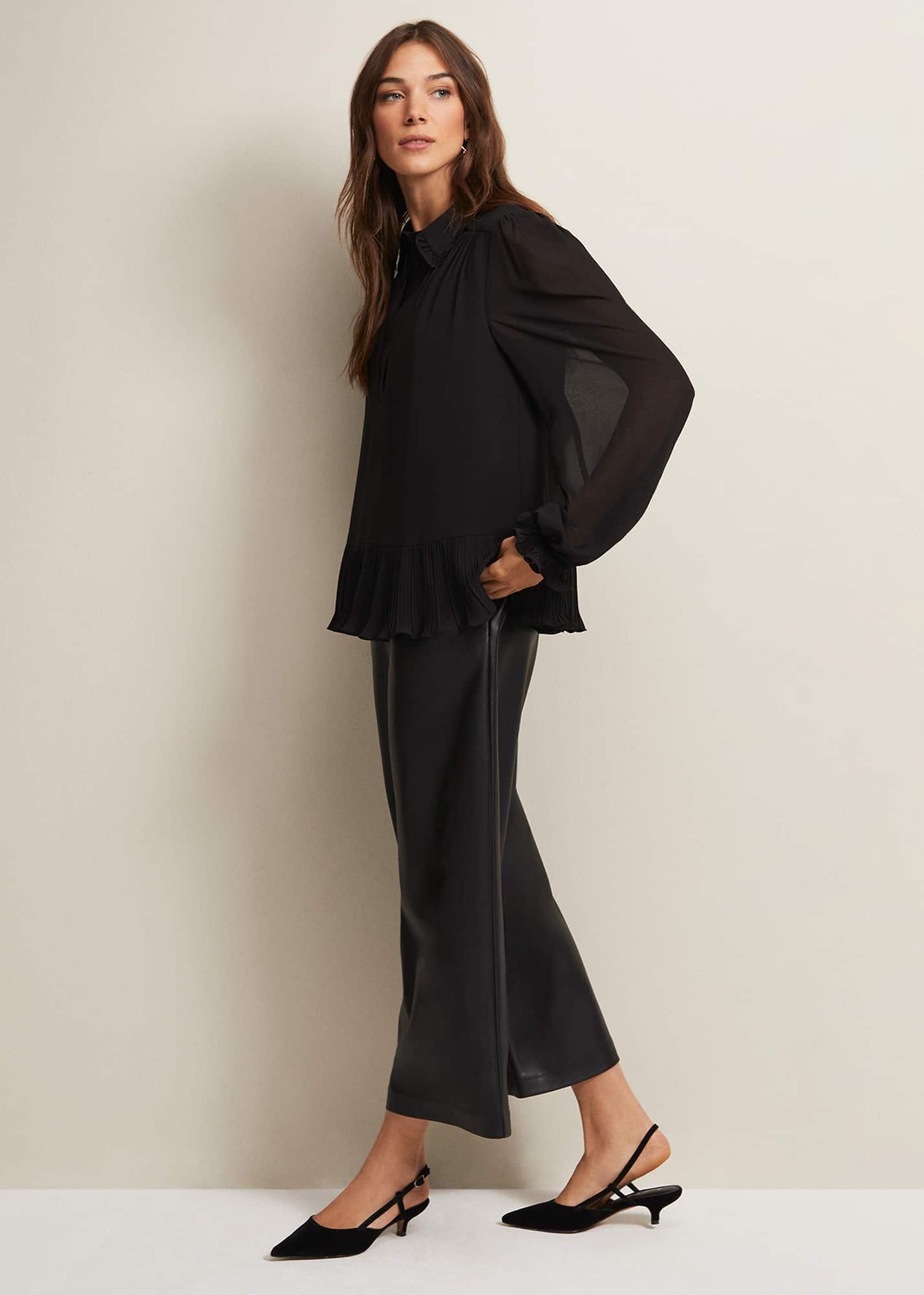 April Black Ruffle Blouse