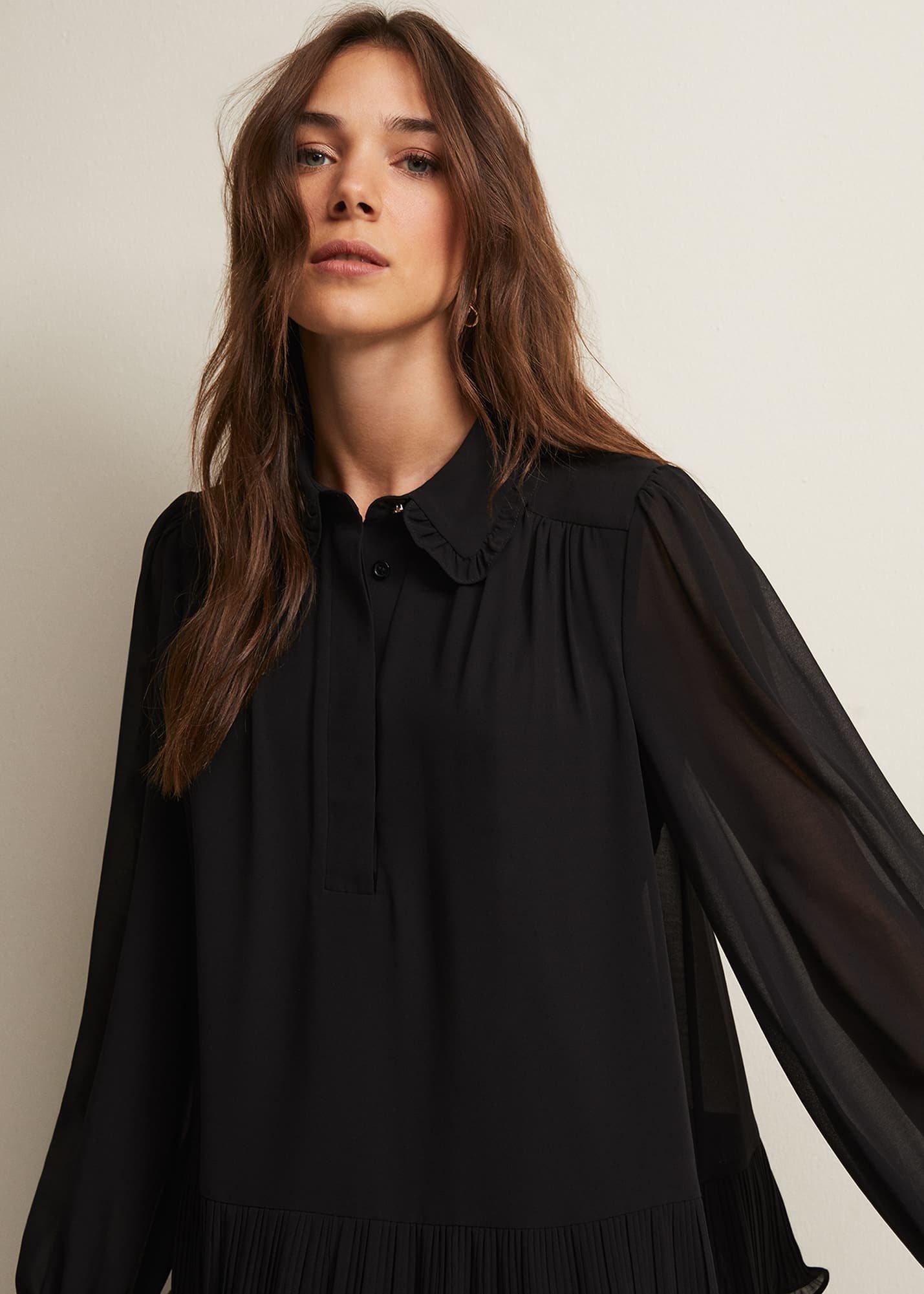April Black Ruffle Blouse