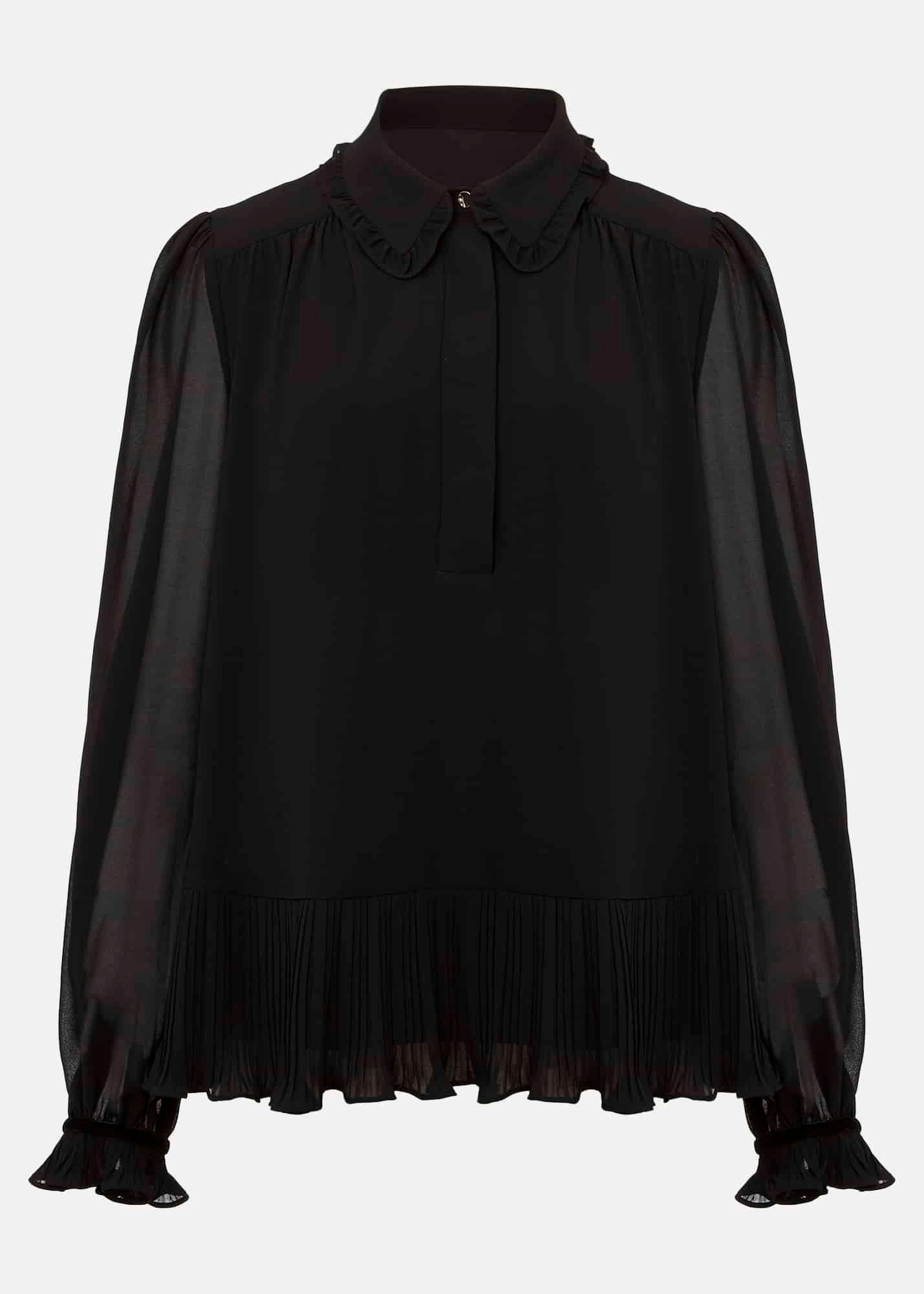 April Black Ruffle Blouse