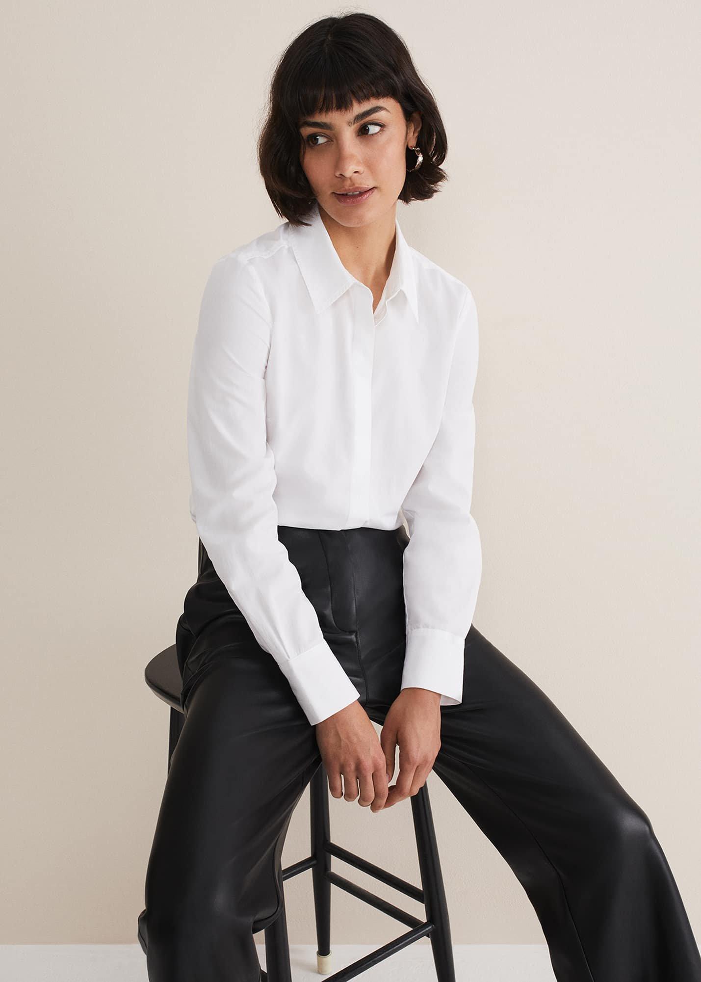White Cotton Fitted Shirt