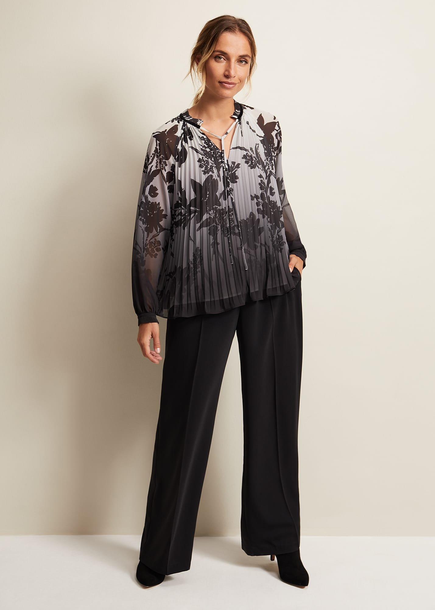 Nayla Shadow Floral Pleat Top