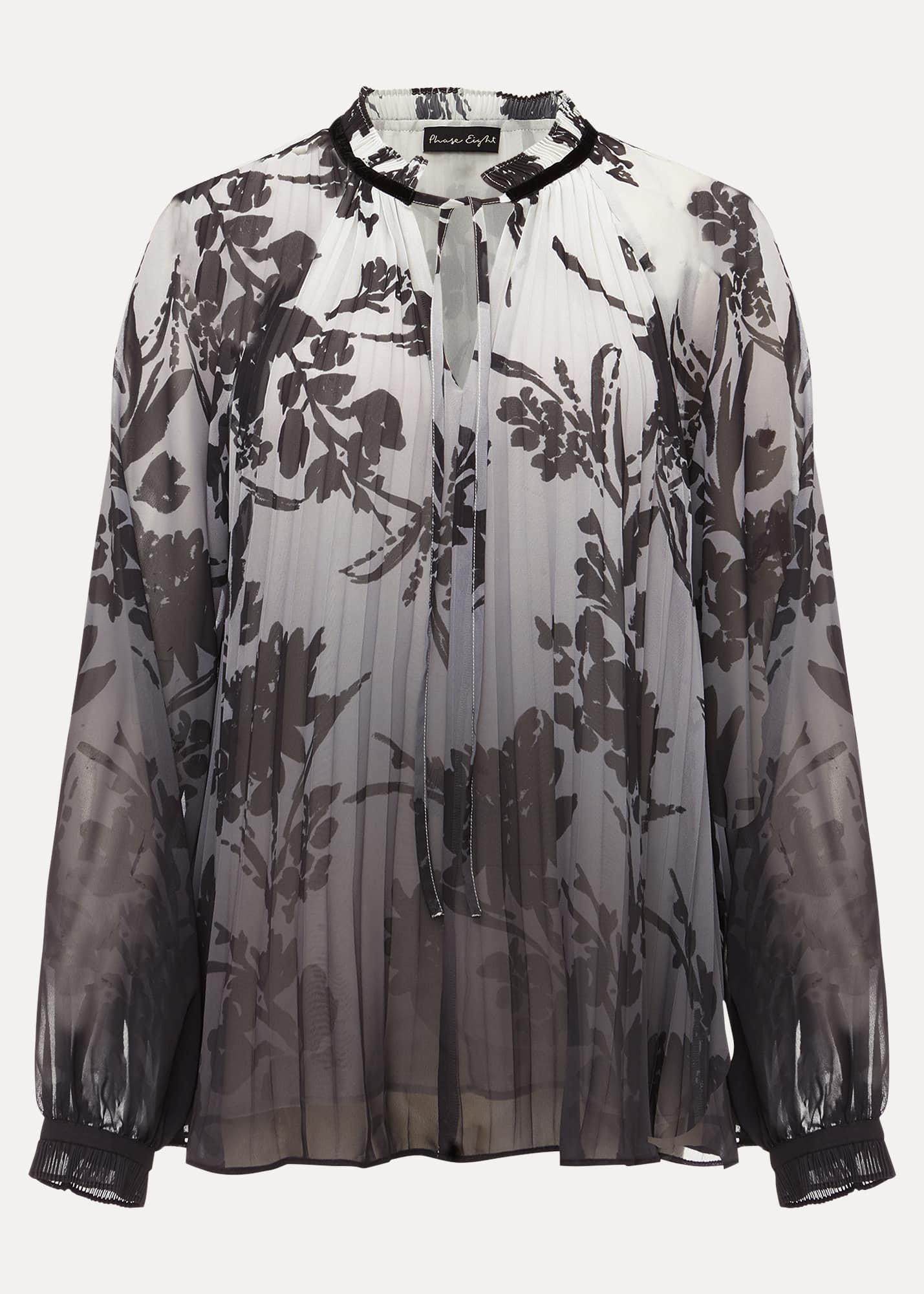 Nayla Shadow Floral Pleat Top
