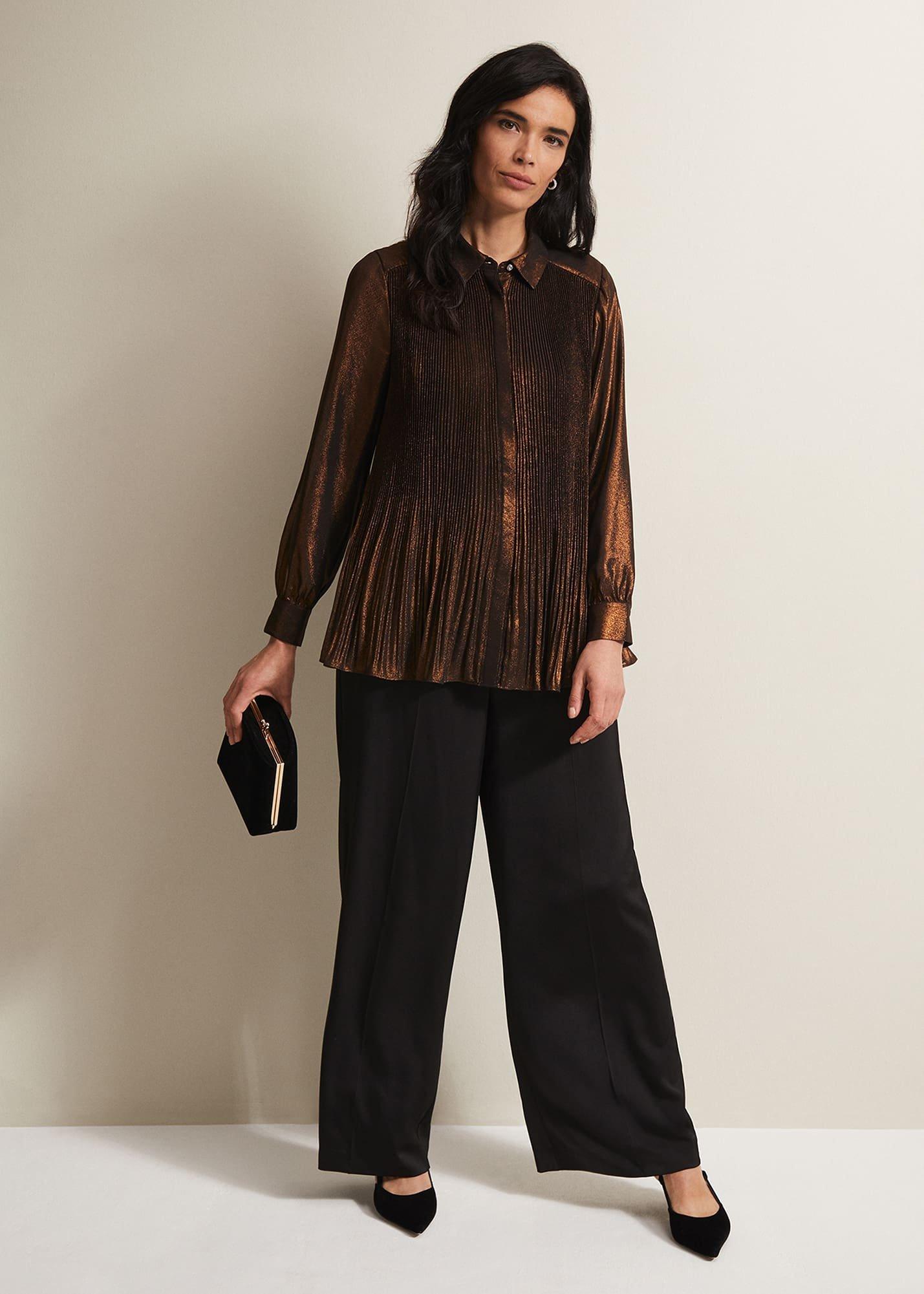 Faye Foil Pleated Blouse
