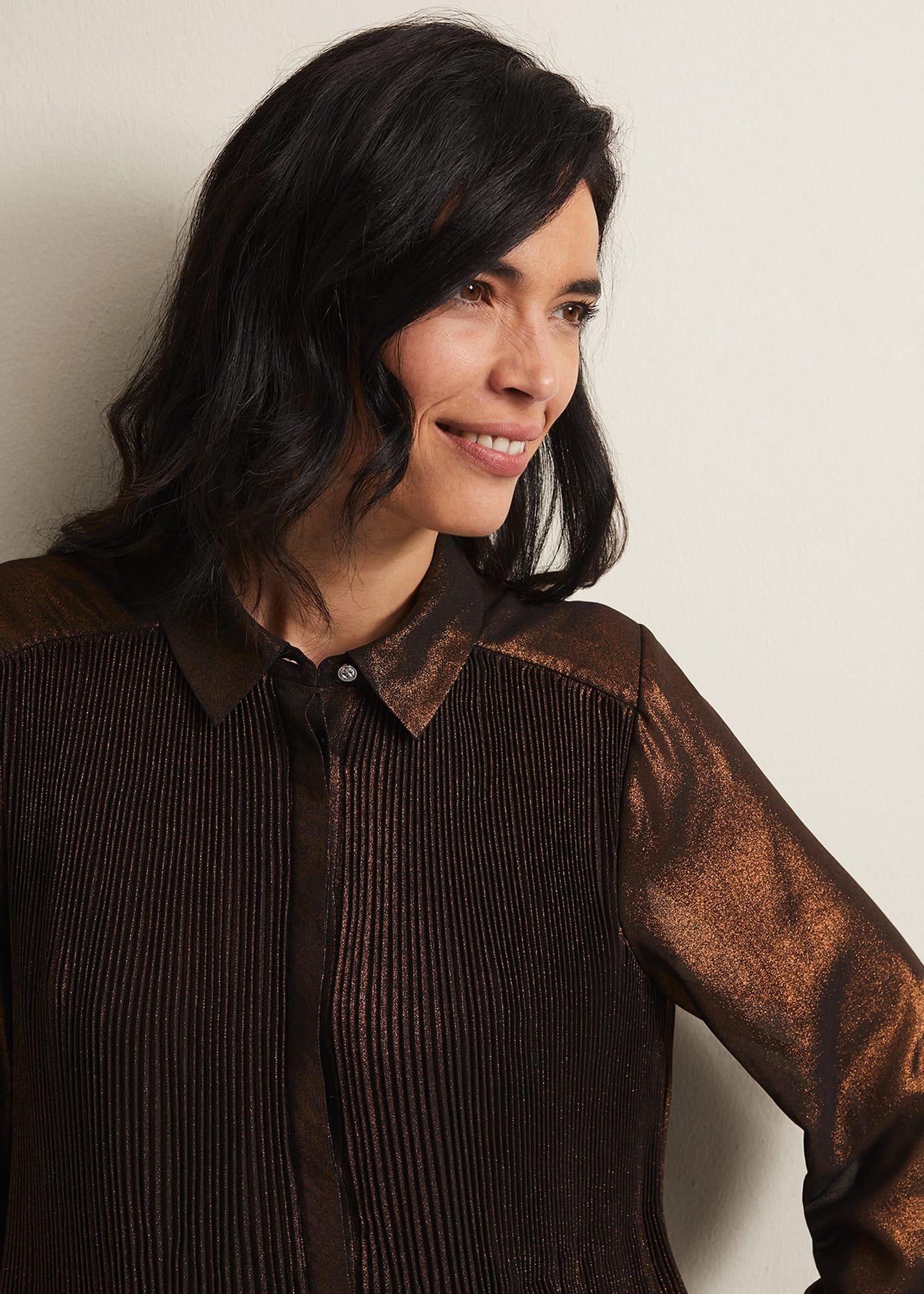 Faye Foil Pleated Blouse