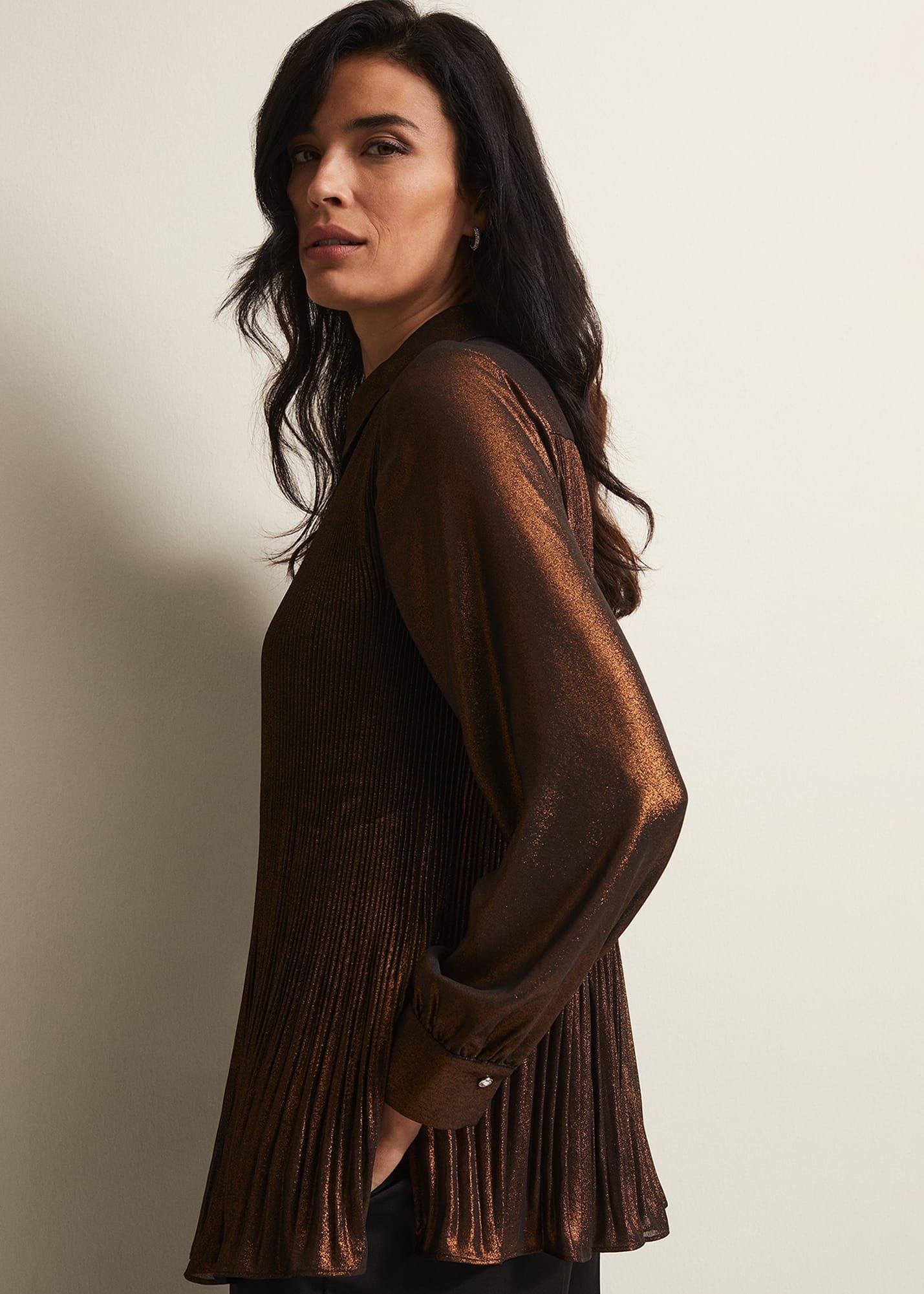 Faye Foil Pleated Blouse