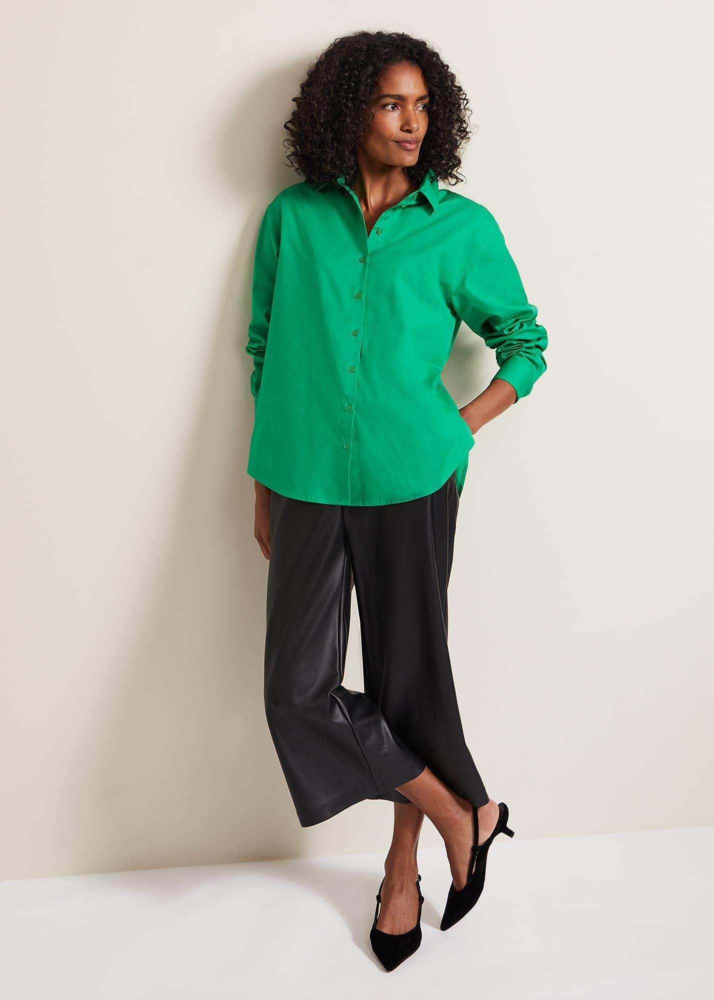 Green Cotton Oversized Shirt
