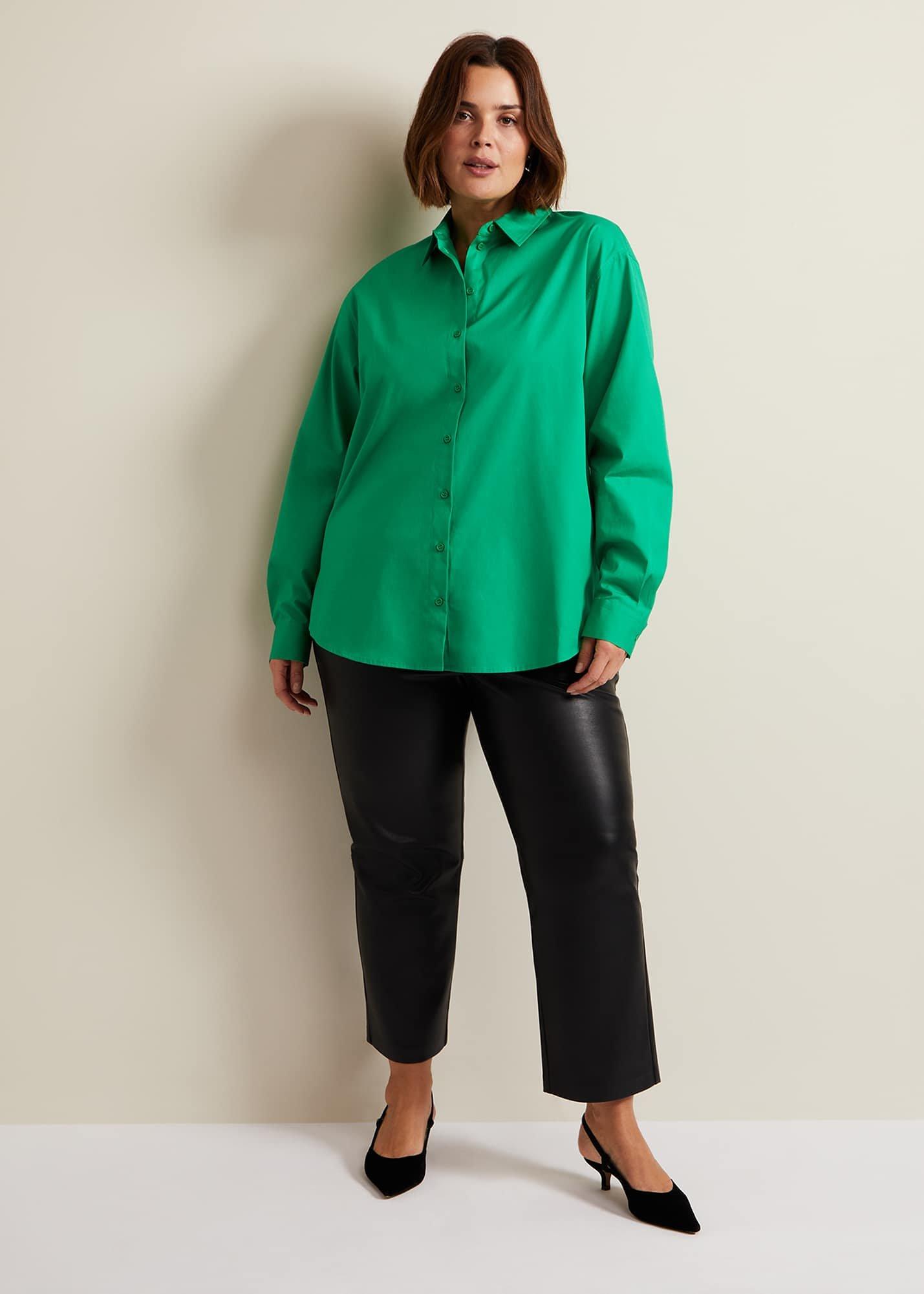 Green Cotton Oversized Shirt