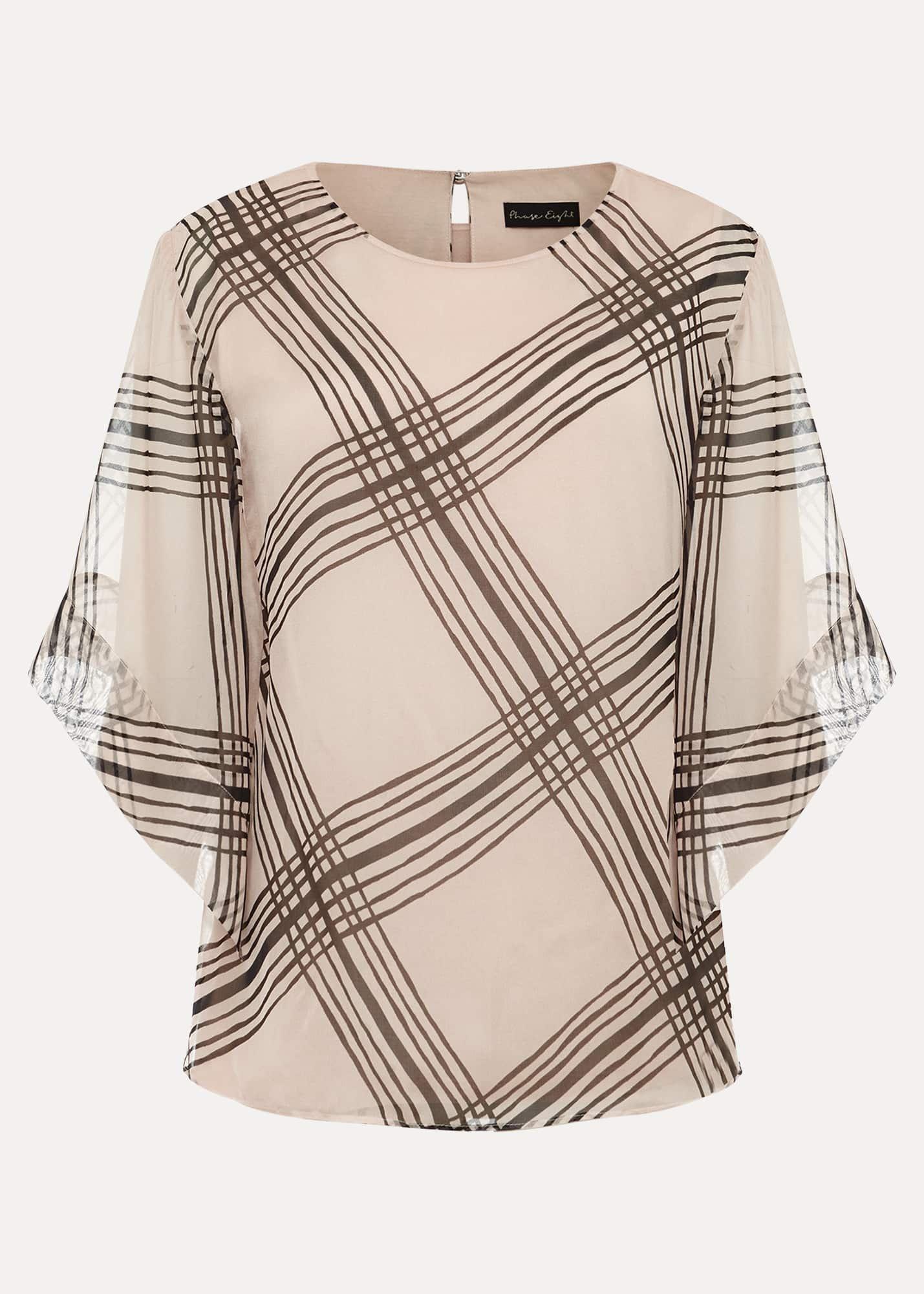 Aleena Check Silk Print Top