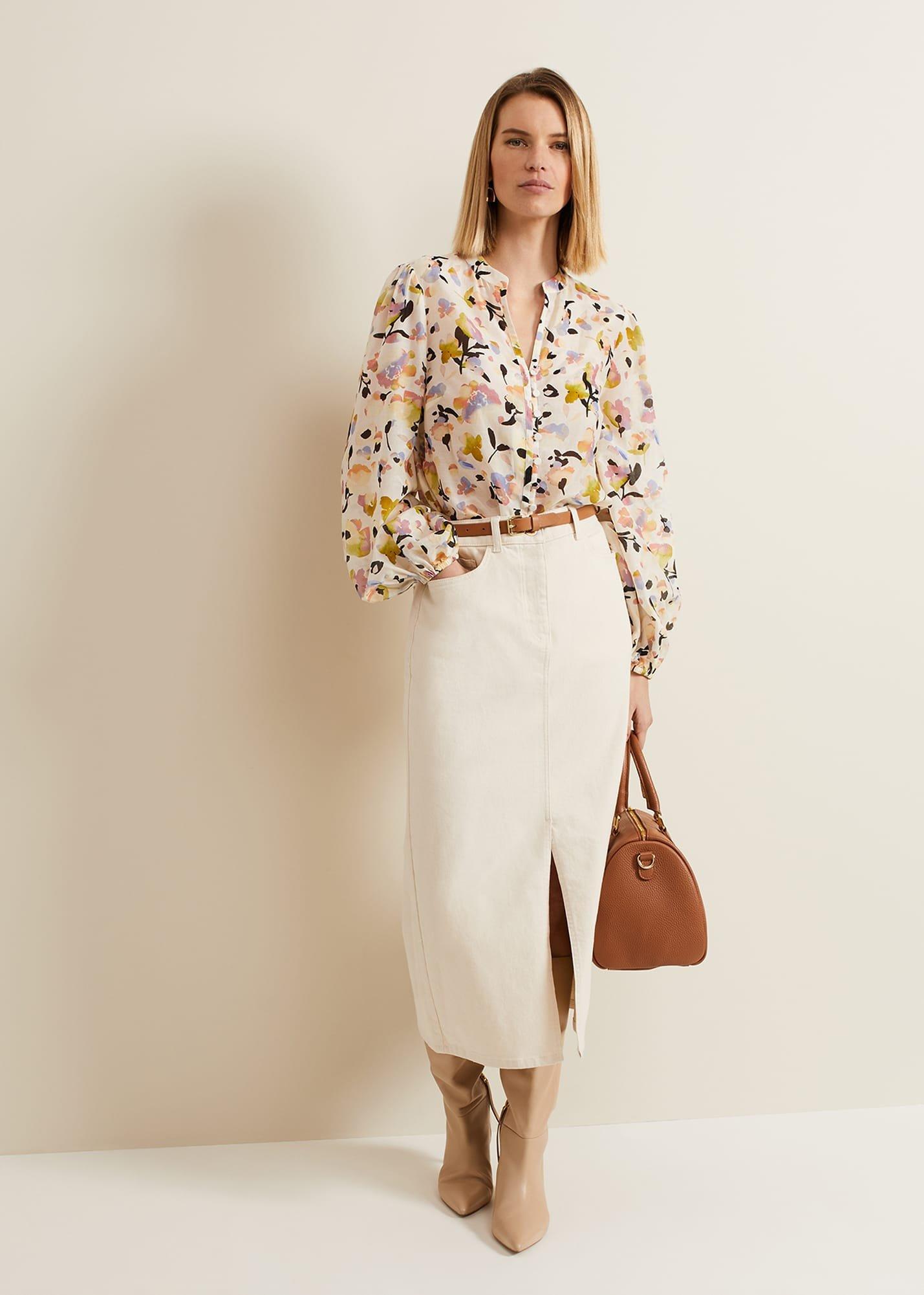 Maddie Watercolour Silk Blend Blouse