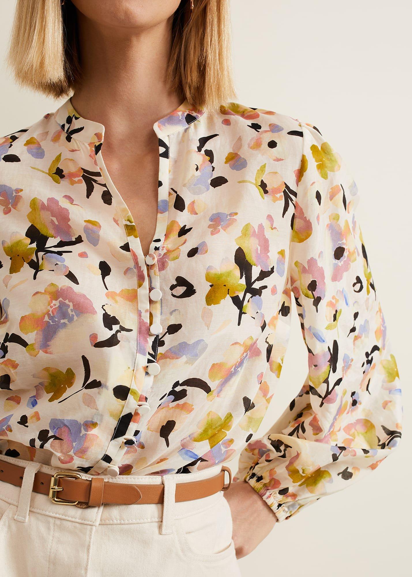 Maddie Watercolour Silk Blend Blouse