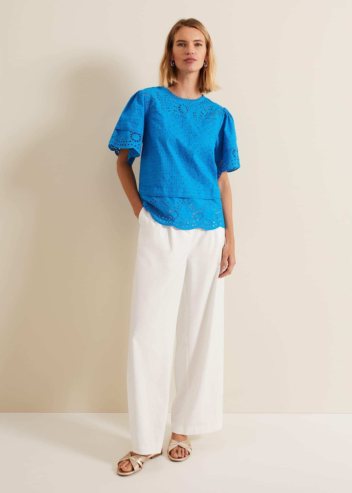 Sage Broderie Top