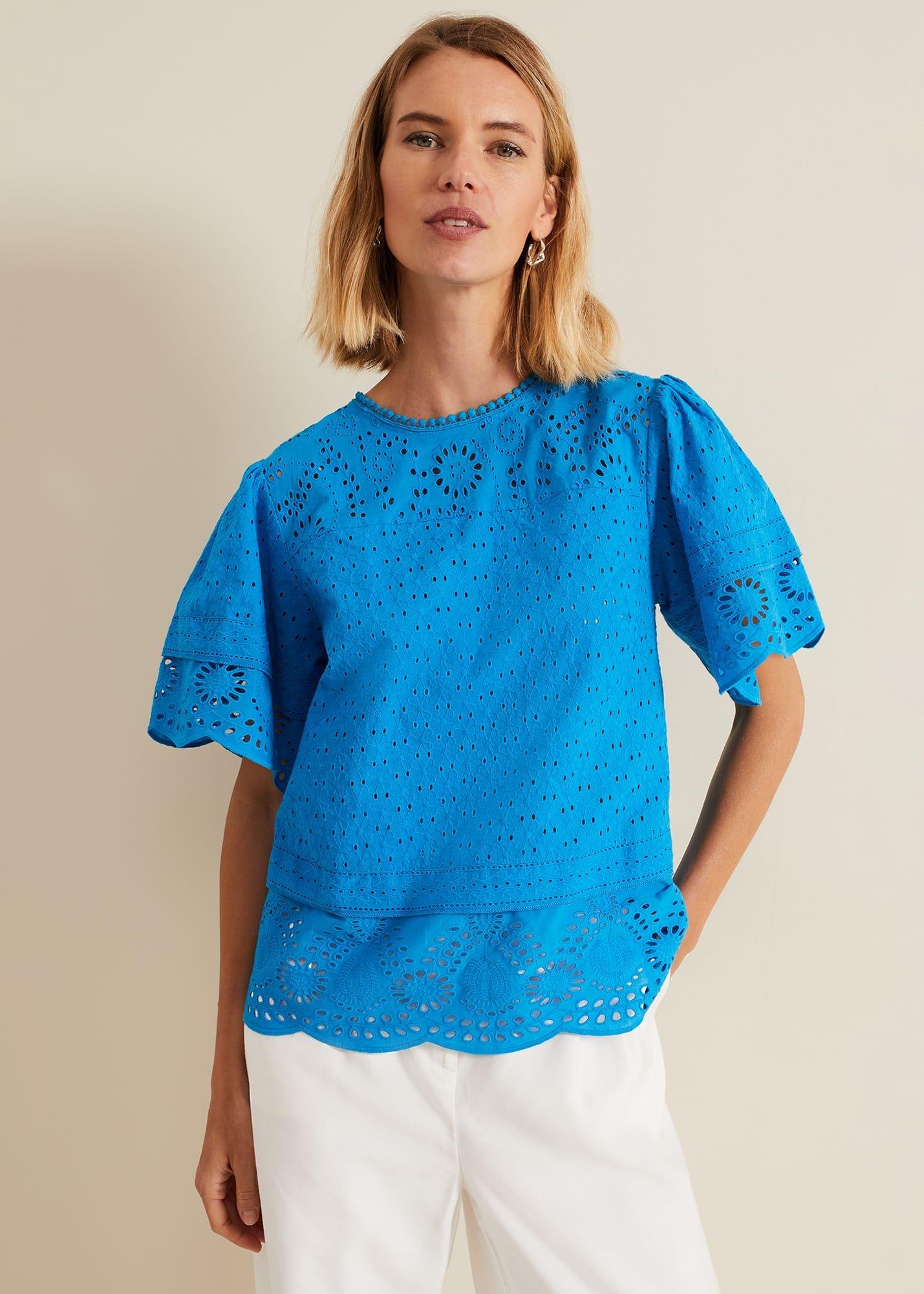 Sage Broderie Top
