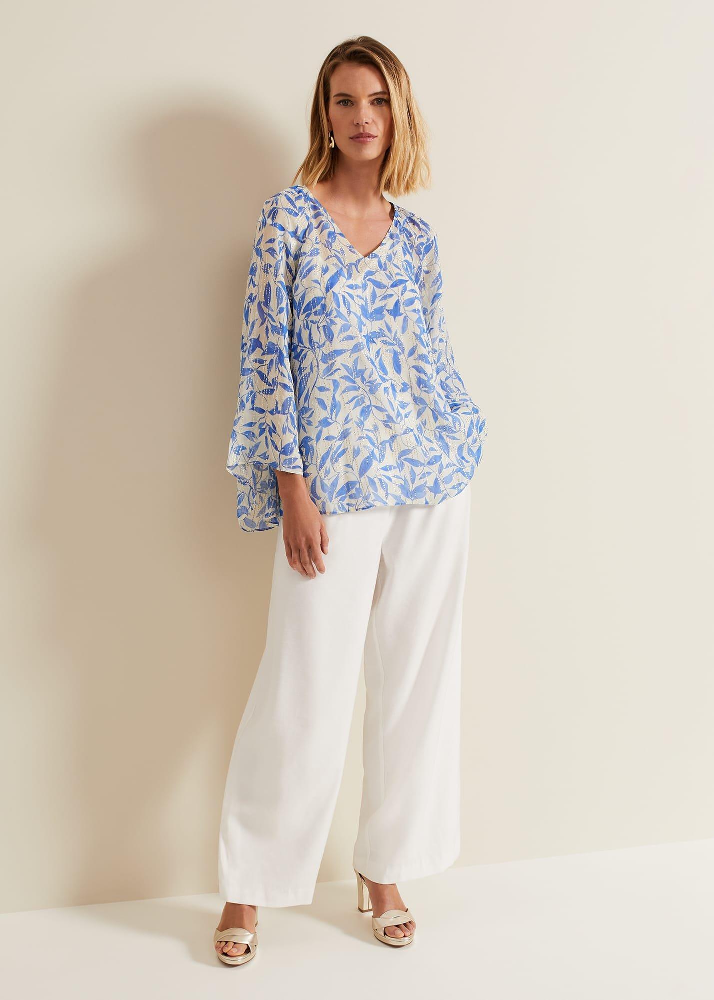 Simi Leaf Print Filcoupe Blouse