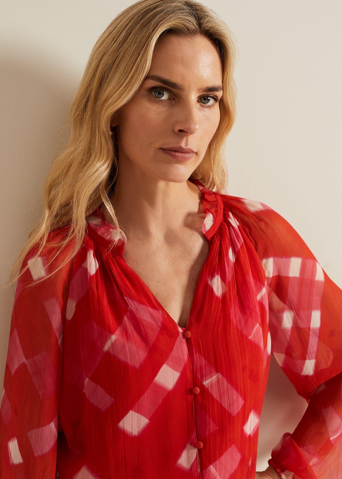 Megan Check Print Blouse