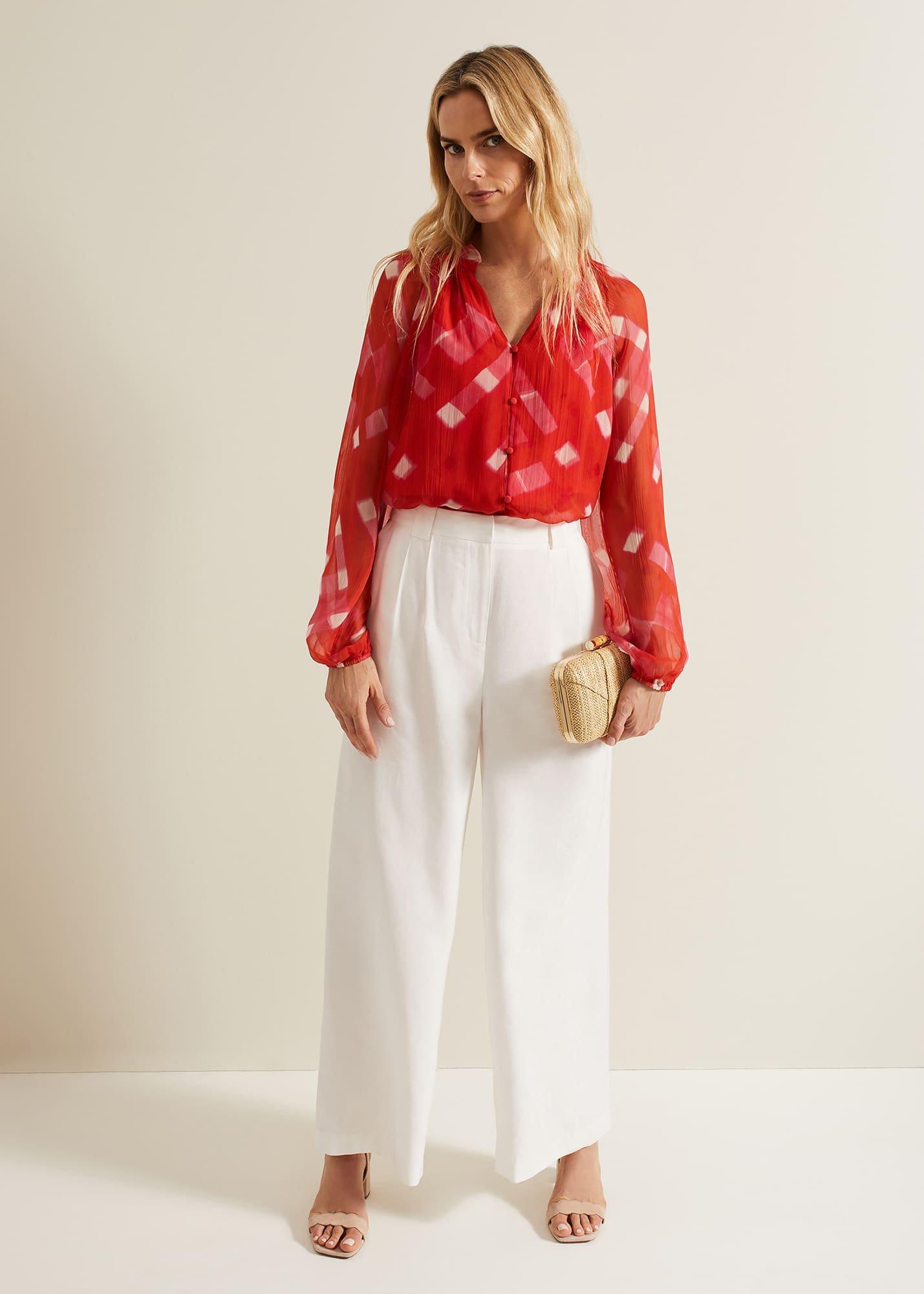 Megan Check Print Blouse