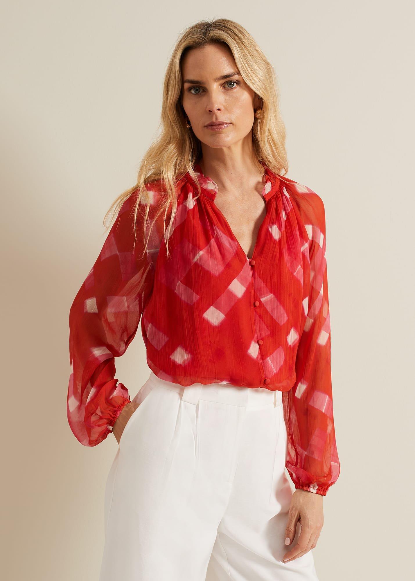 Megan Check Print Blouse