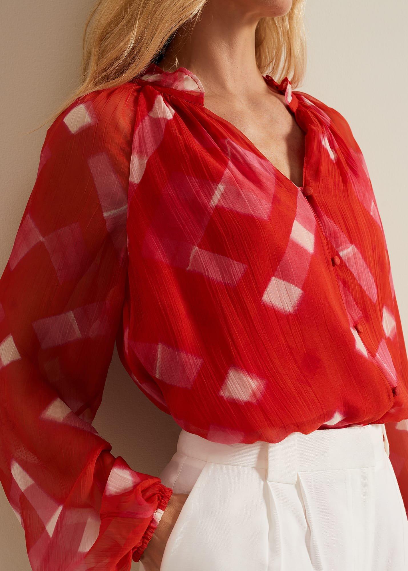 Megan Check Print Blouse