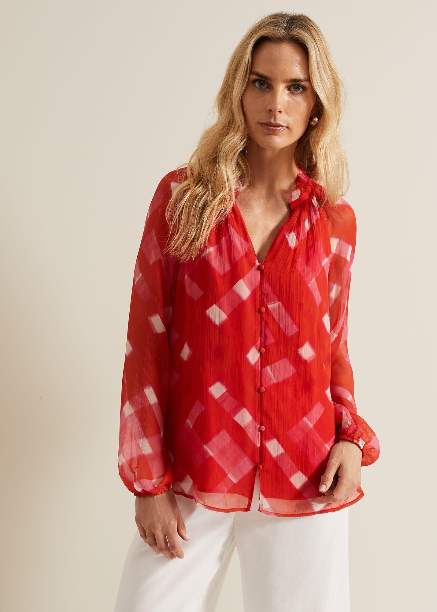 Megan Check Print Blouse
