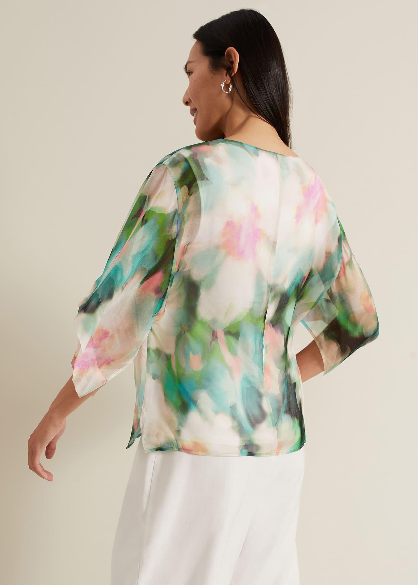 Ava Blurred Floral Silk Blouse