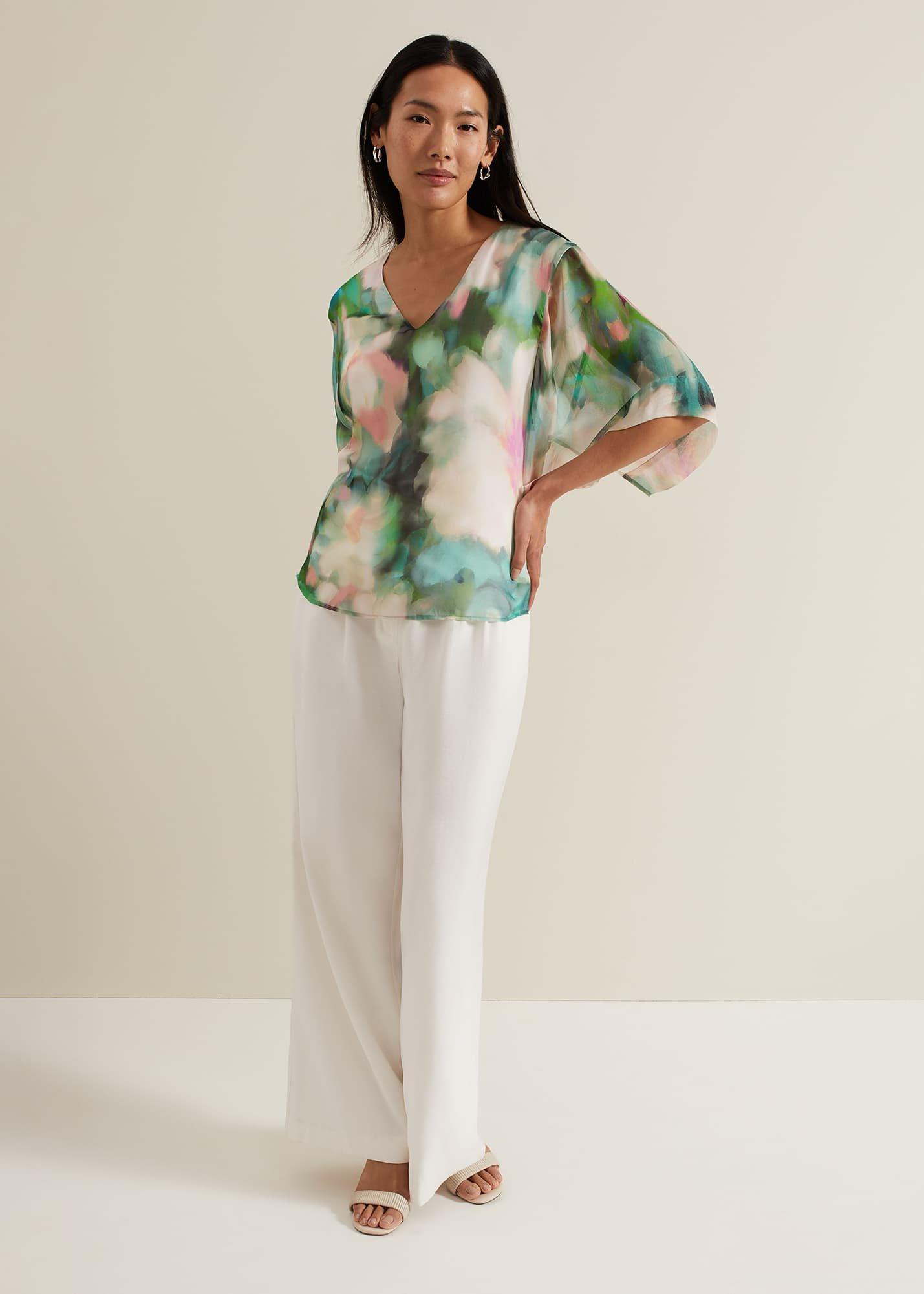 Ava Blurred Floral Silk Blouse