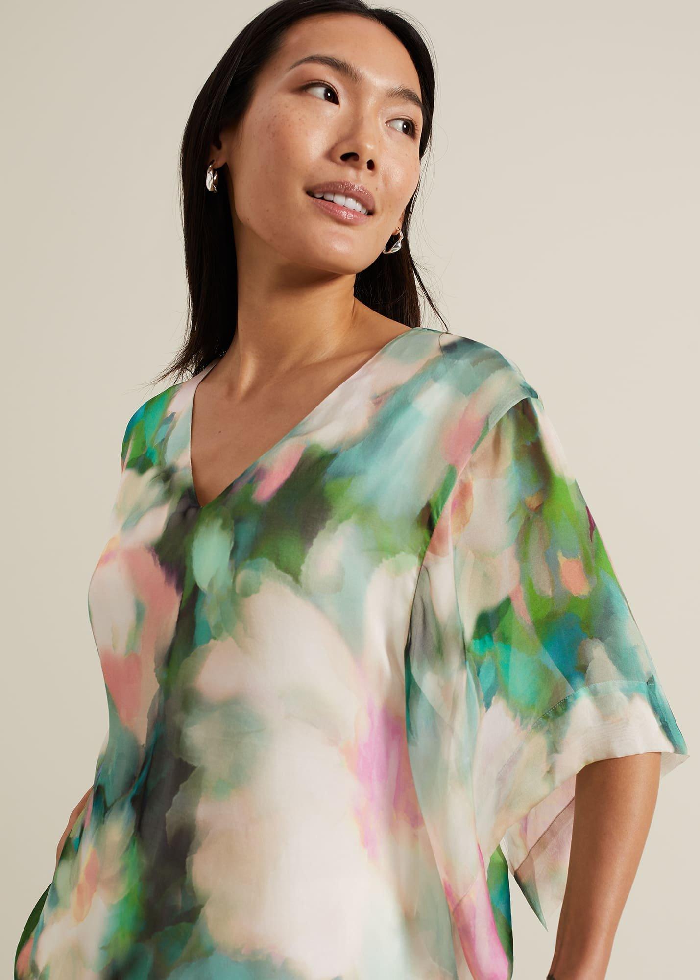 Ava Blurred Floral Silk Blouse