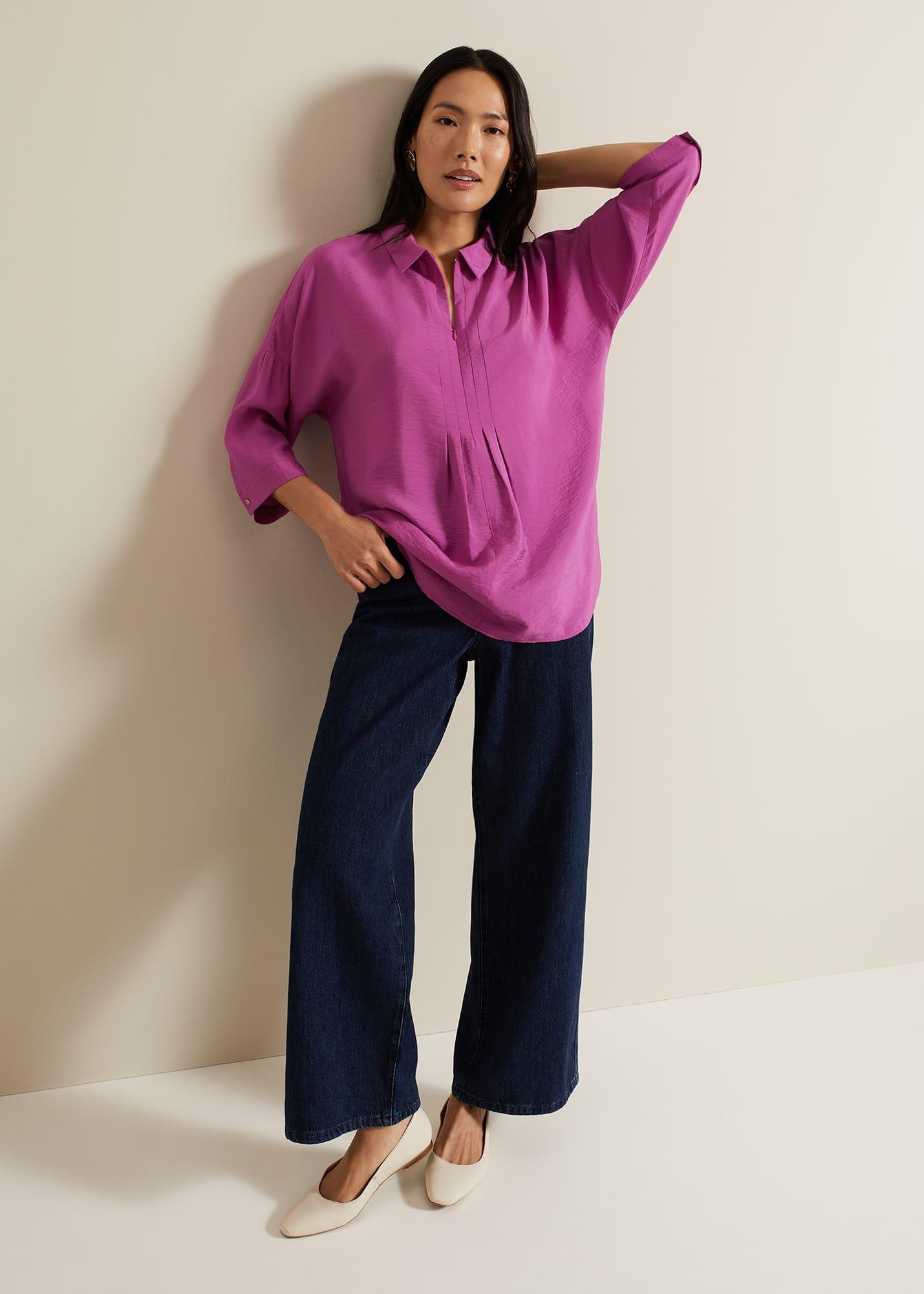 Cynthia Pleat Zip Front Shirt