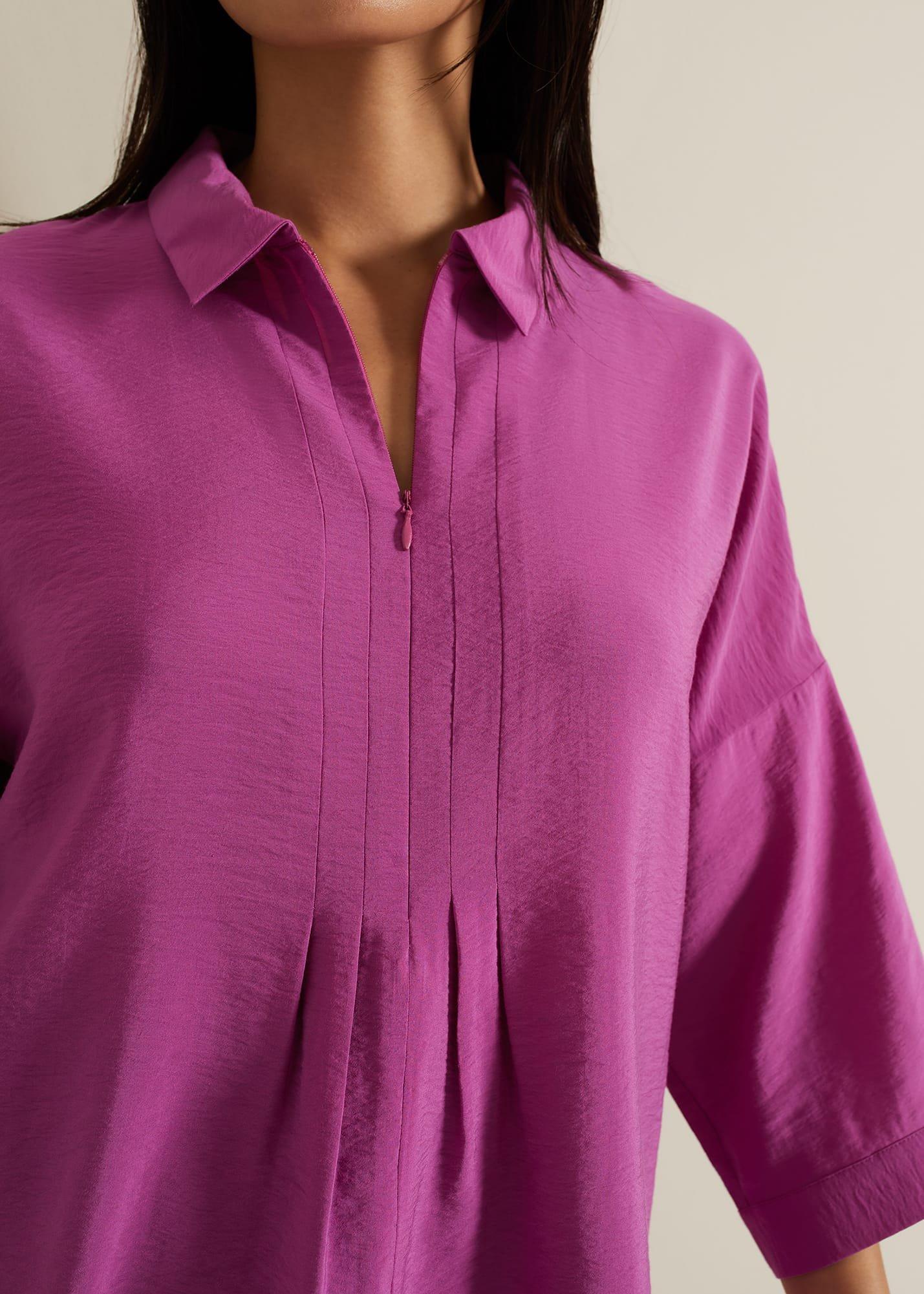 Cynthia Pleat Zip Front Shirt