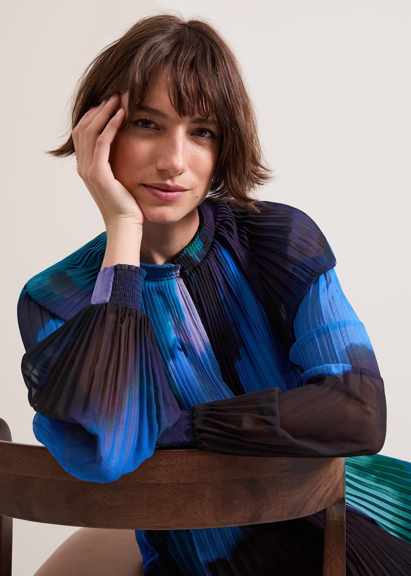 Eleanor Abstract Pleat Blouse