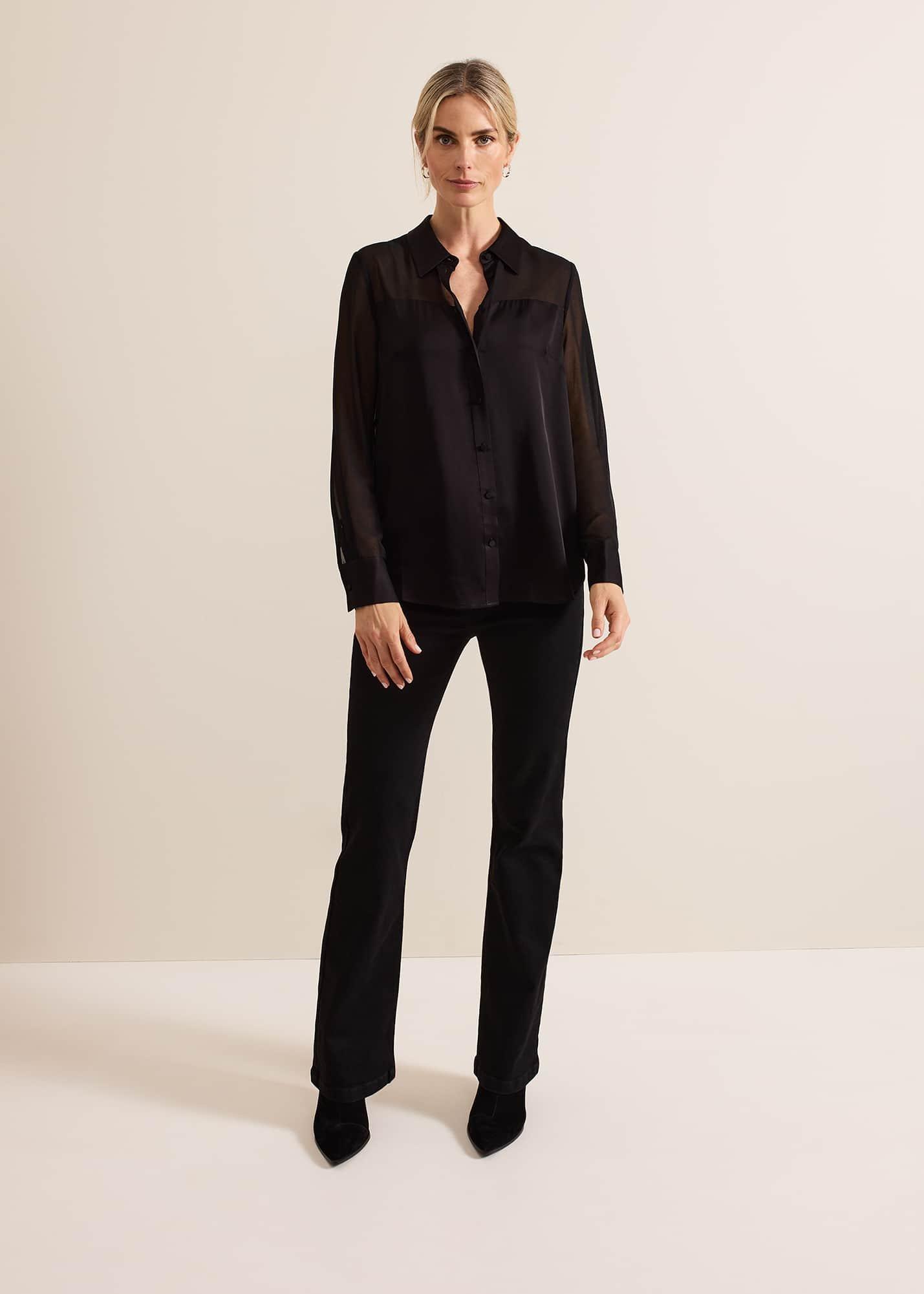 Inessa Mixed Media Satin Shirt