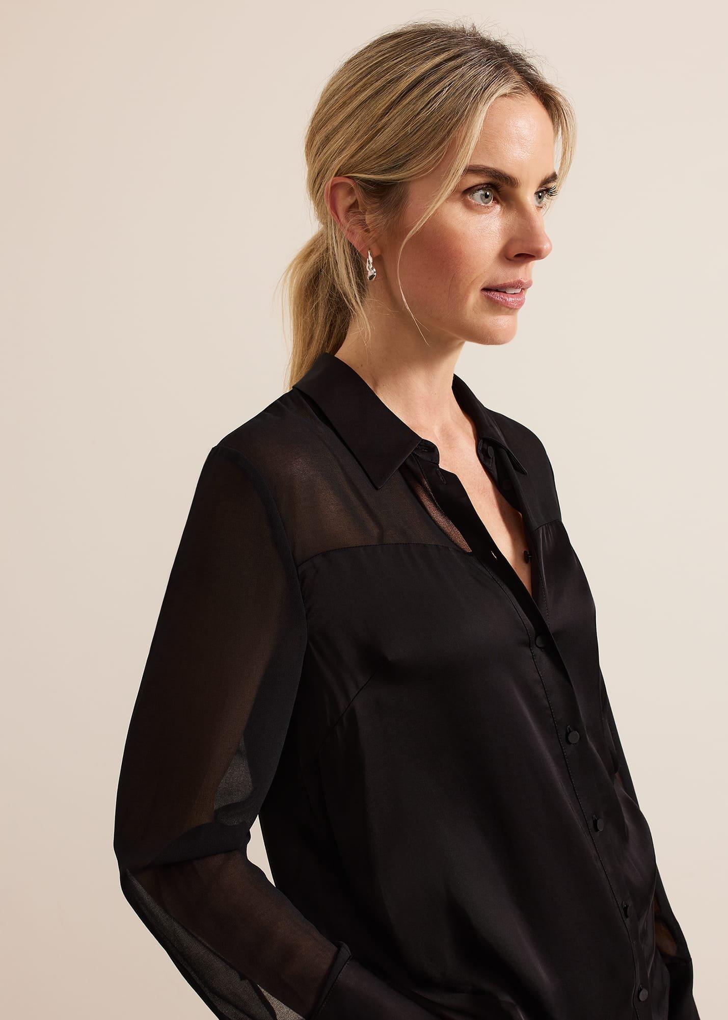 Inessa Mixed Media Satin Shirt