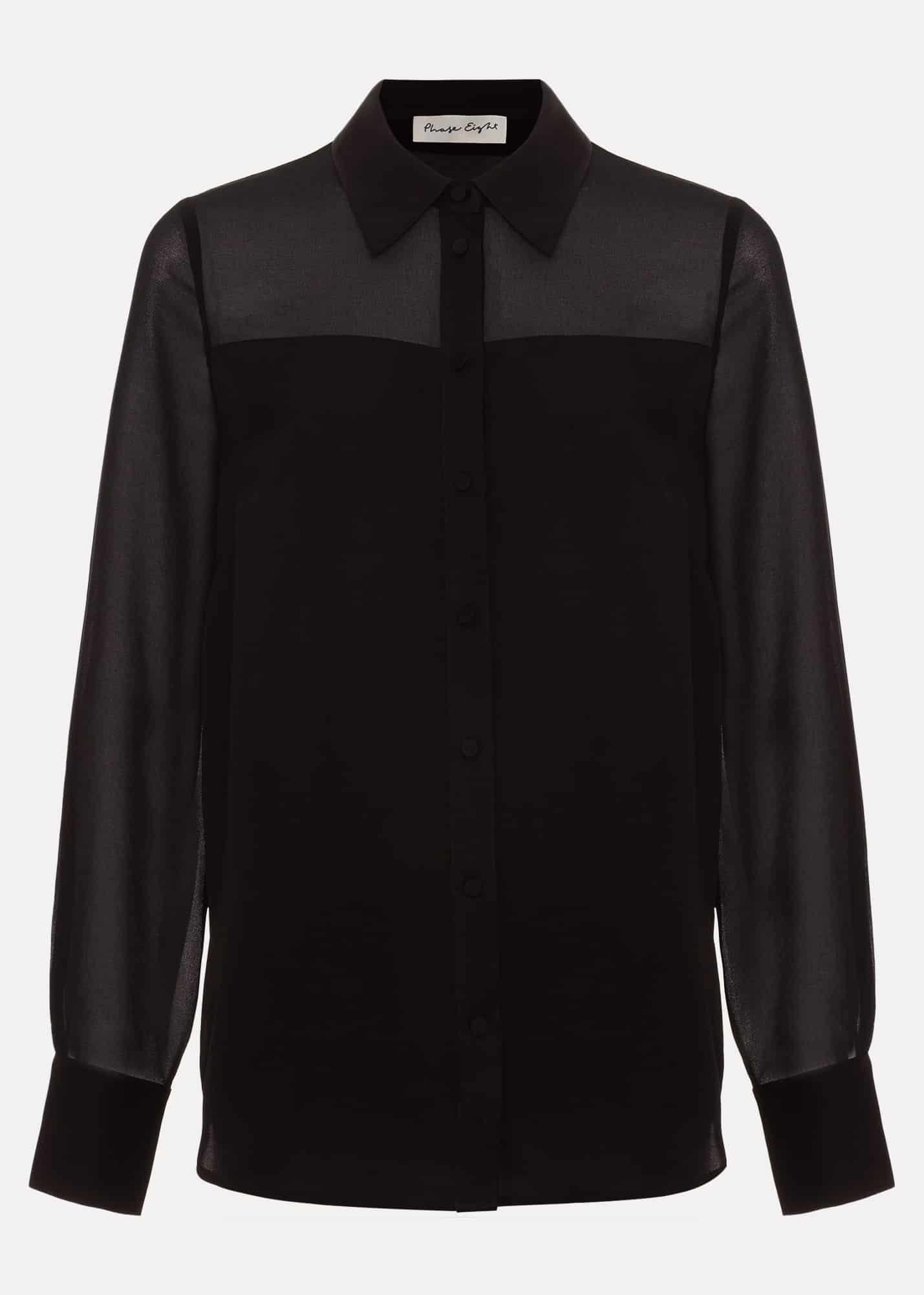 Inessa Mixed Media Satin Shirt