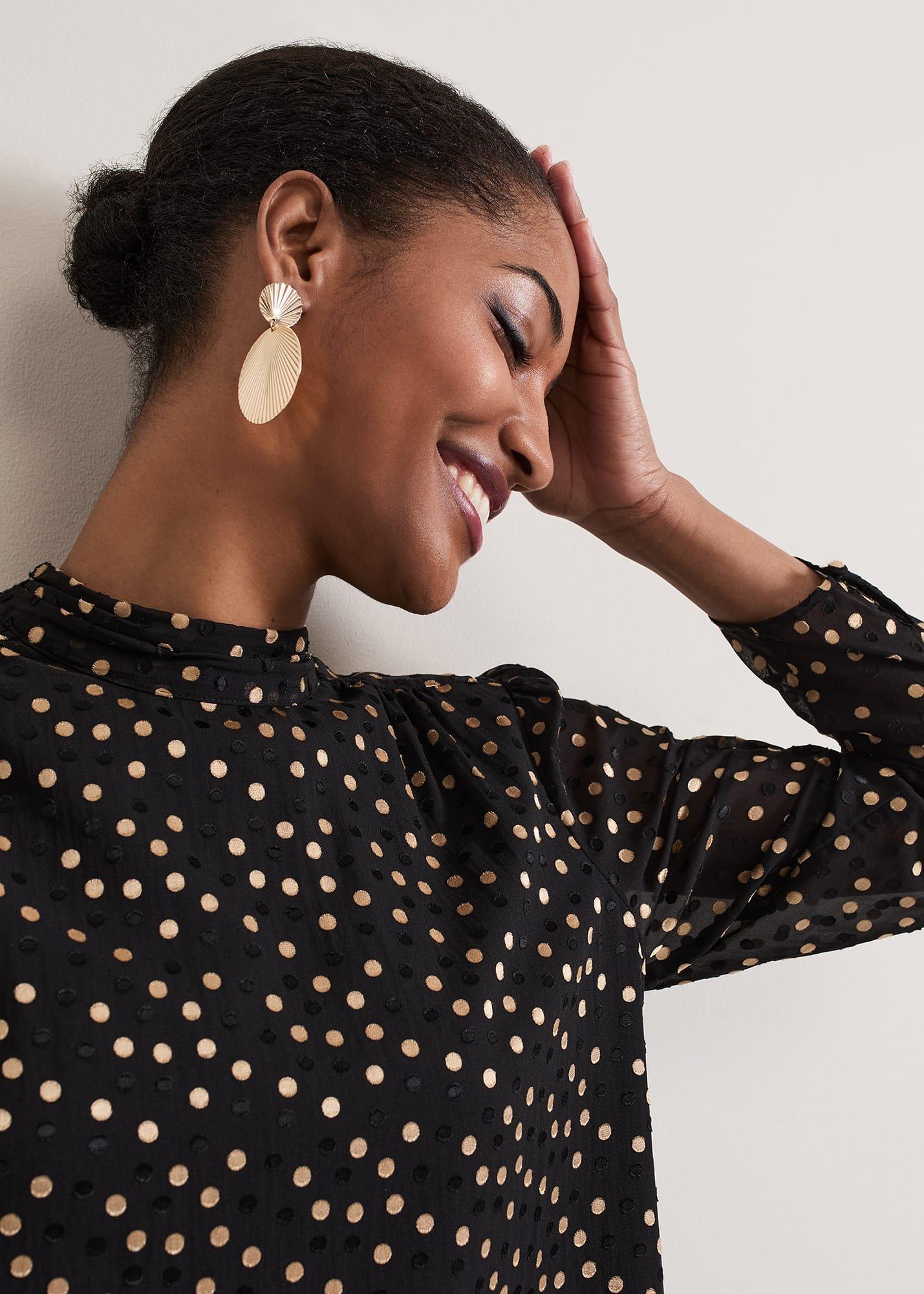 Jacey Spot Jacquard Blouse